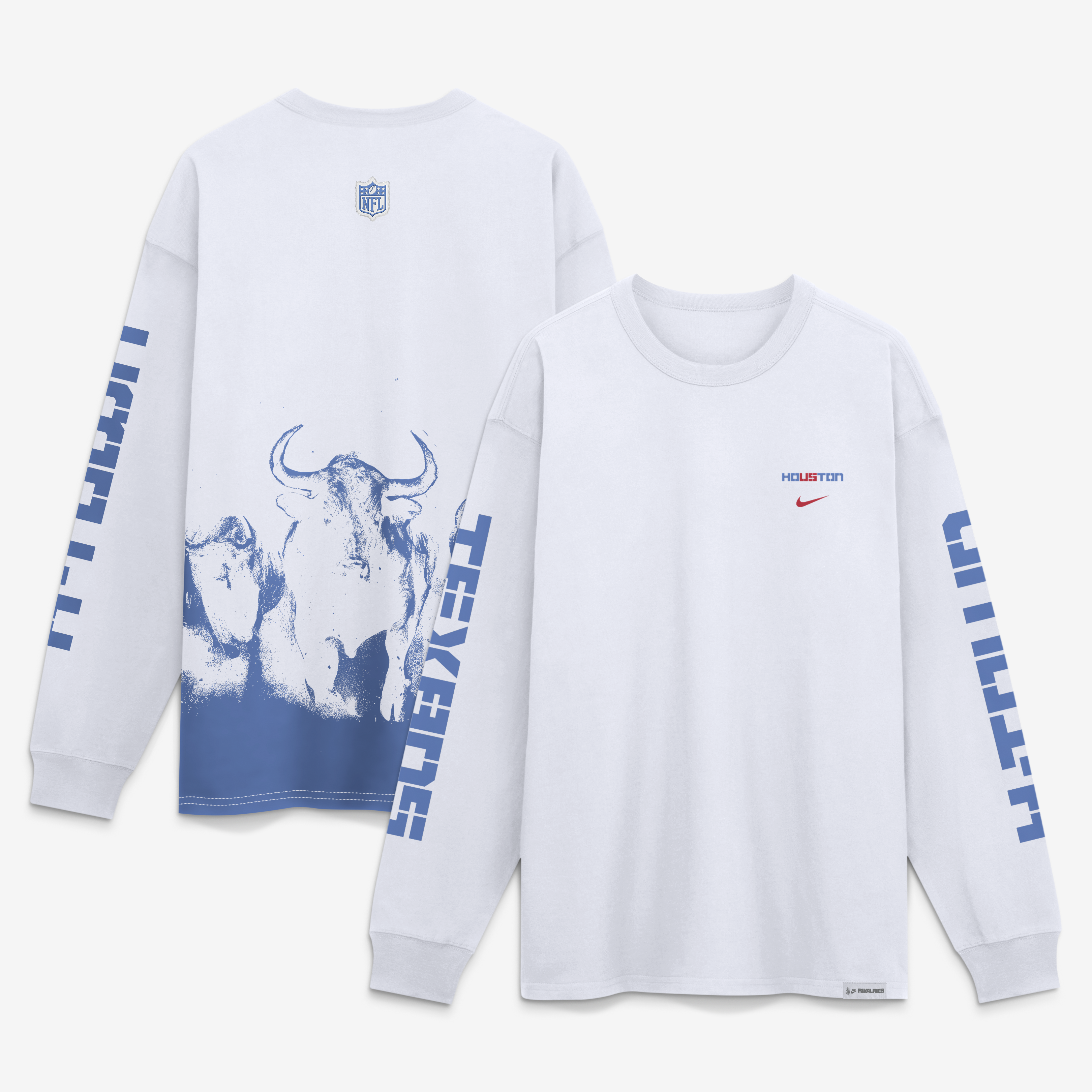 Men's Nike White Houston Texans 2026 Rivalries Collection Max90 Long Sleeve T-Shirt