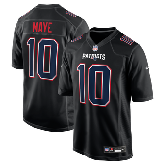 Men's Nike Drake Maye Carbon Black New England Patriots Fashion Game Jersey