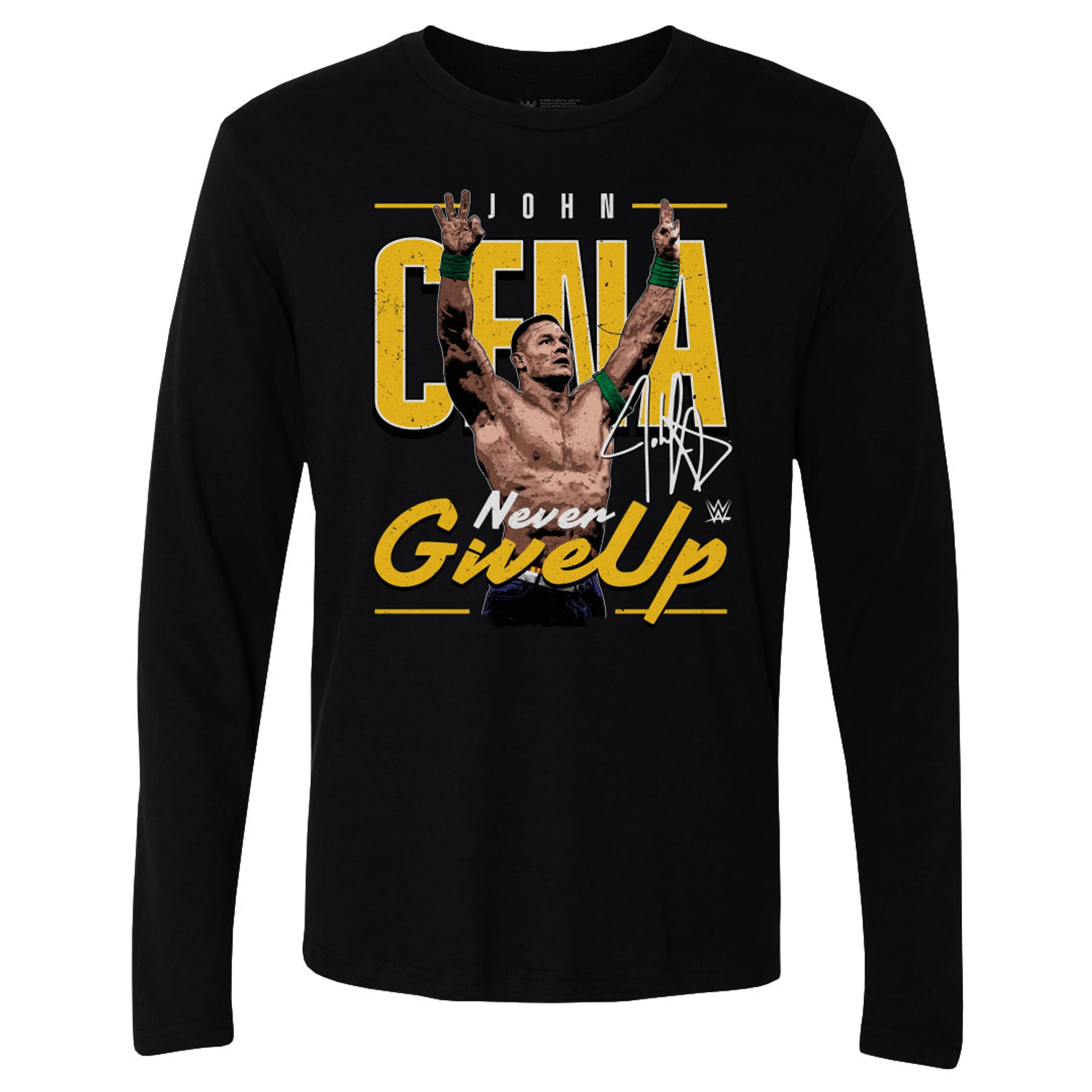 Men's 500 Level Black Never Give Up by John Cena Long Sleeve T-Shirt