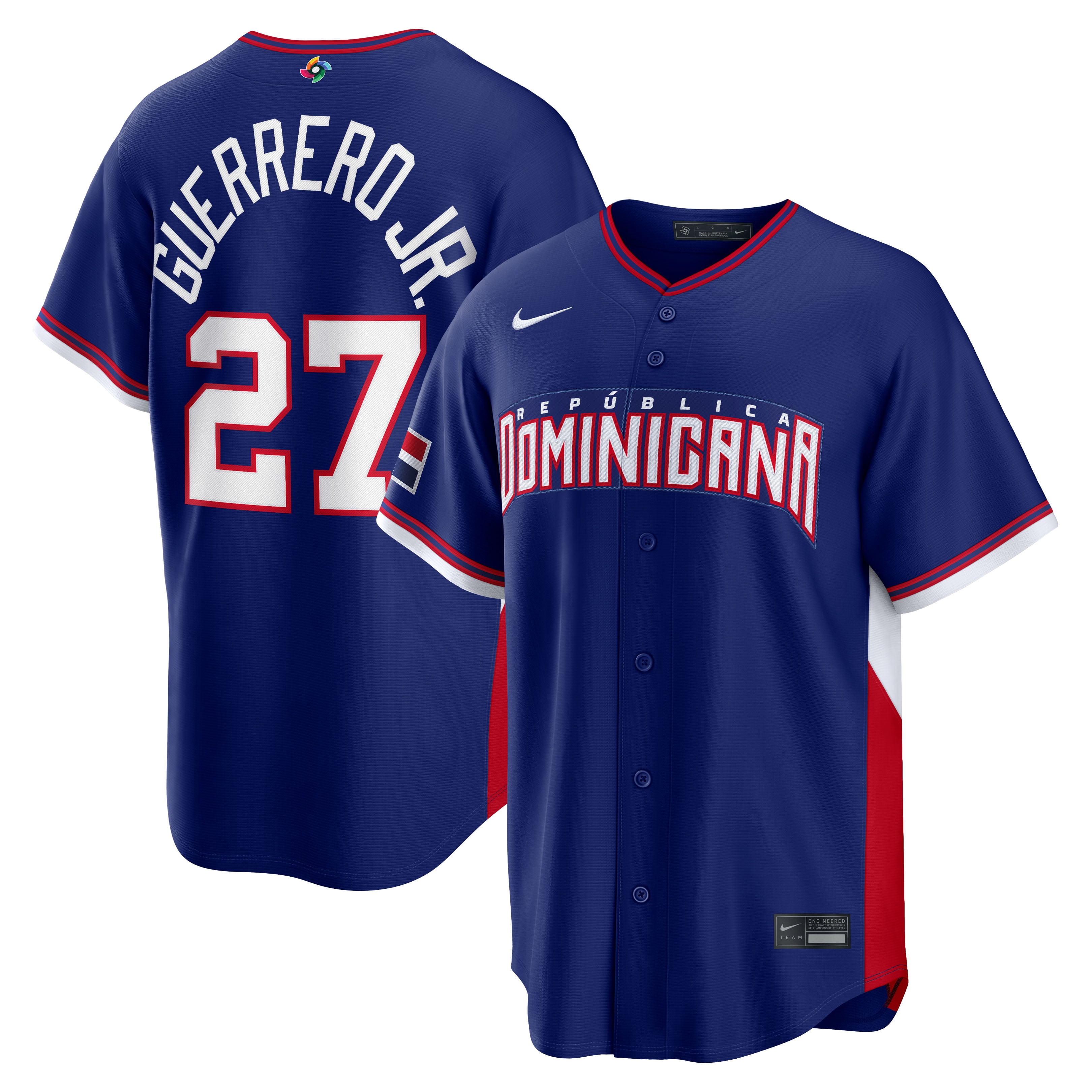 Men's Nike Vladimir Guerrero Jr. Royal Dominican Republic Baseball 2026 World Baseball Classic Road Stadium Jersey