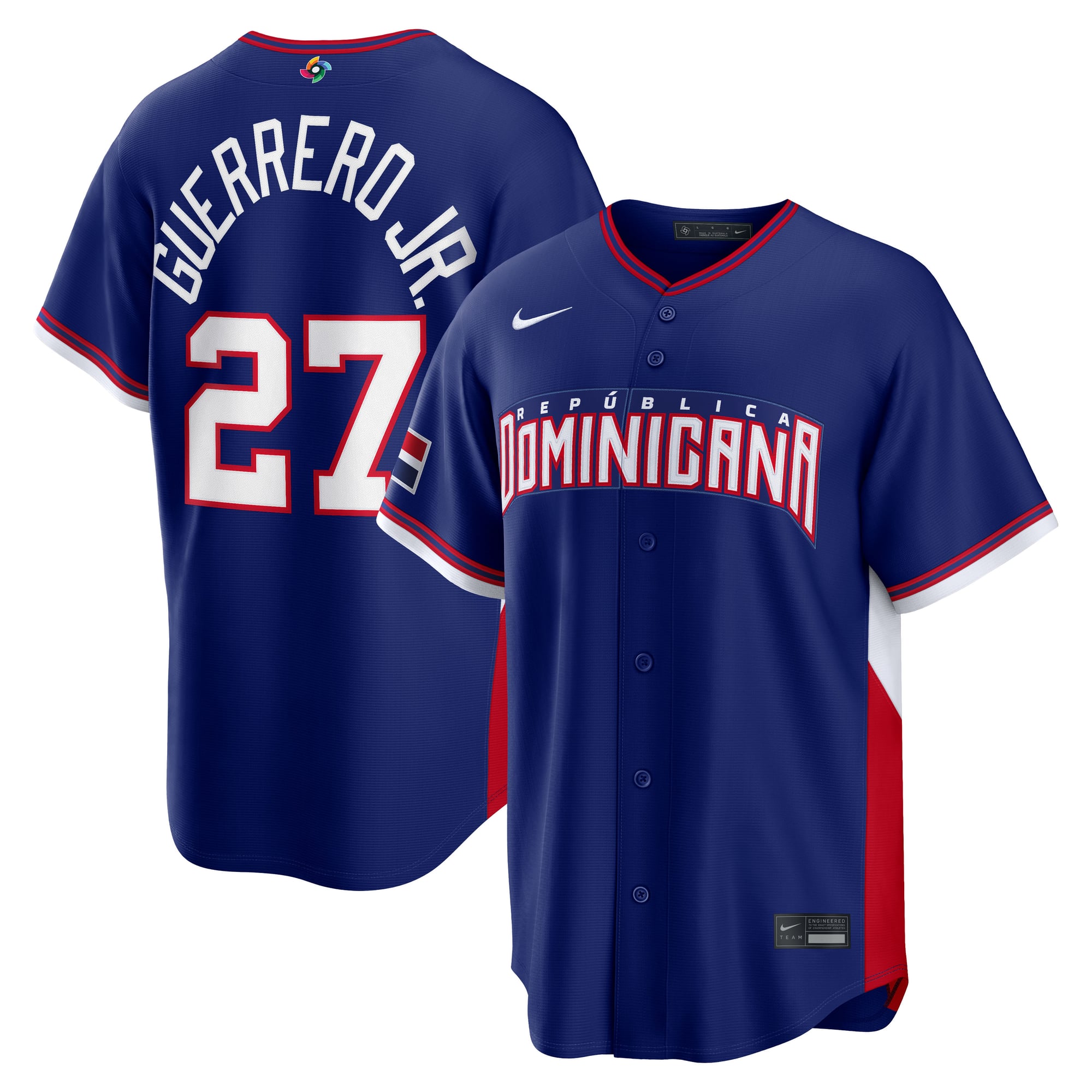 Men's Nike Vladimir Guerrero Jr. Royal Dominican Republic Baseball 2026 World Baseball Classic Road Stadium Jersey