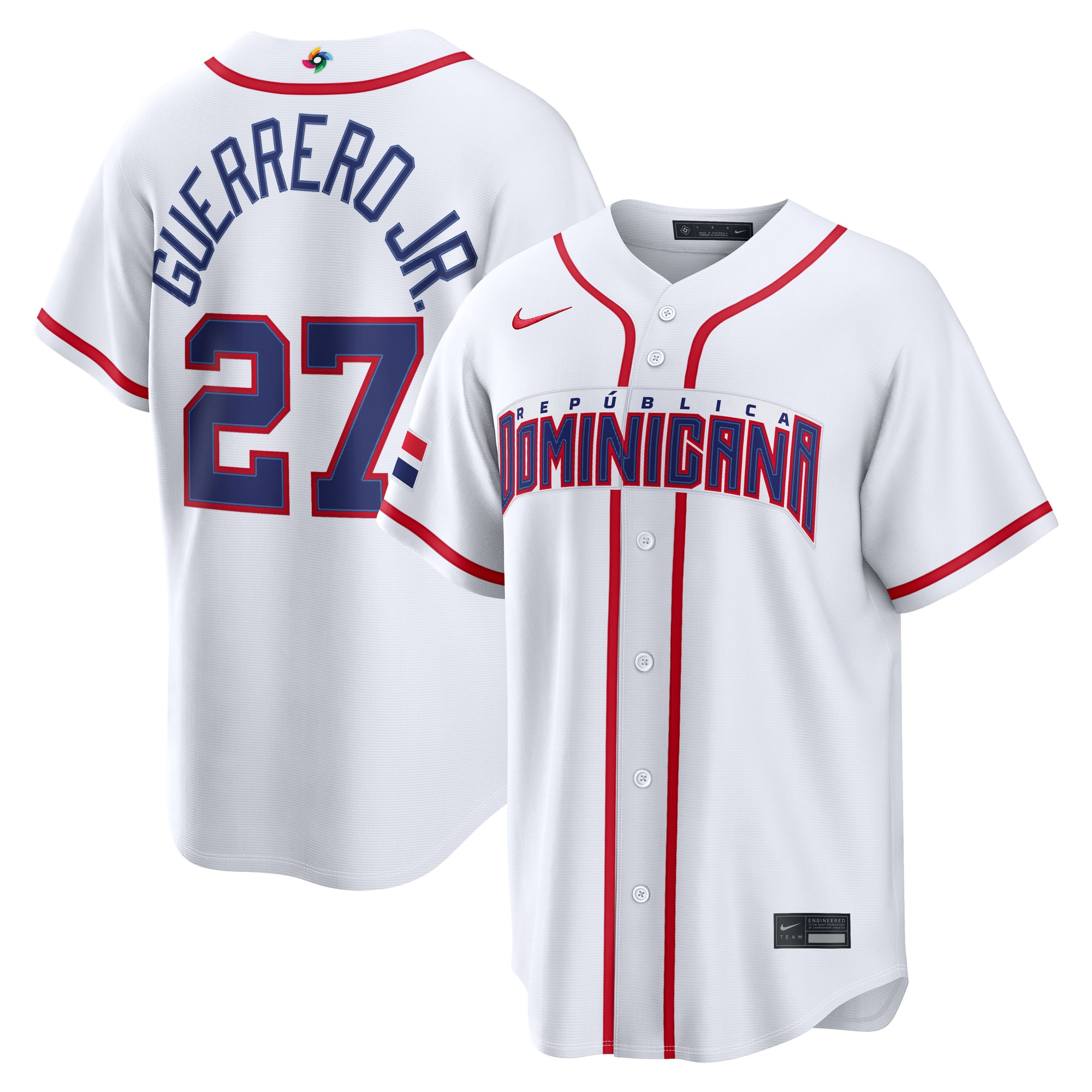 Men's Nike Vladimir Guerrero Jr. White Dominican Republic Baseball 2026 World Baseball Classic Home Stadium Jersey