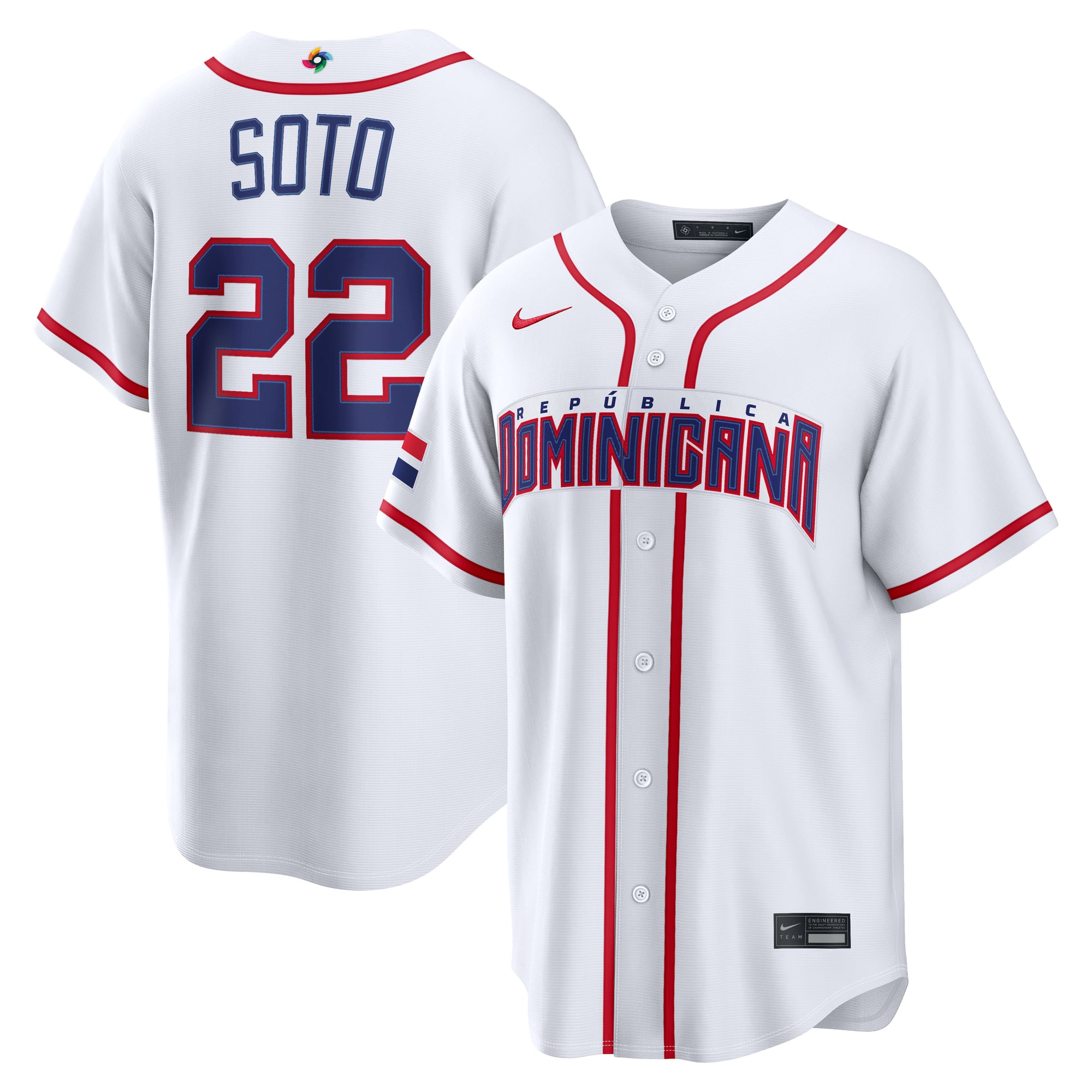 Men's Nike Juan Soto White Dominican Republic Baseball 2026 World Baseball Classic Home Stadium Jersey