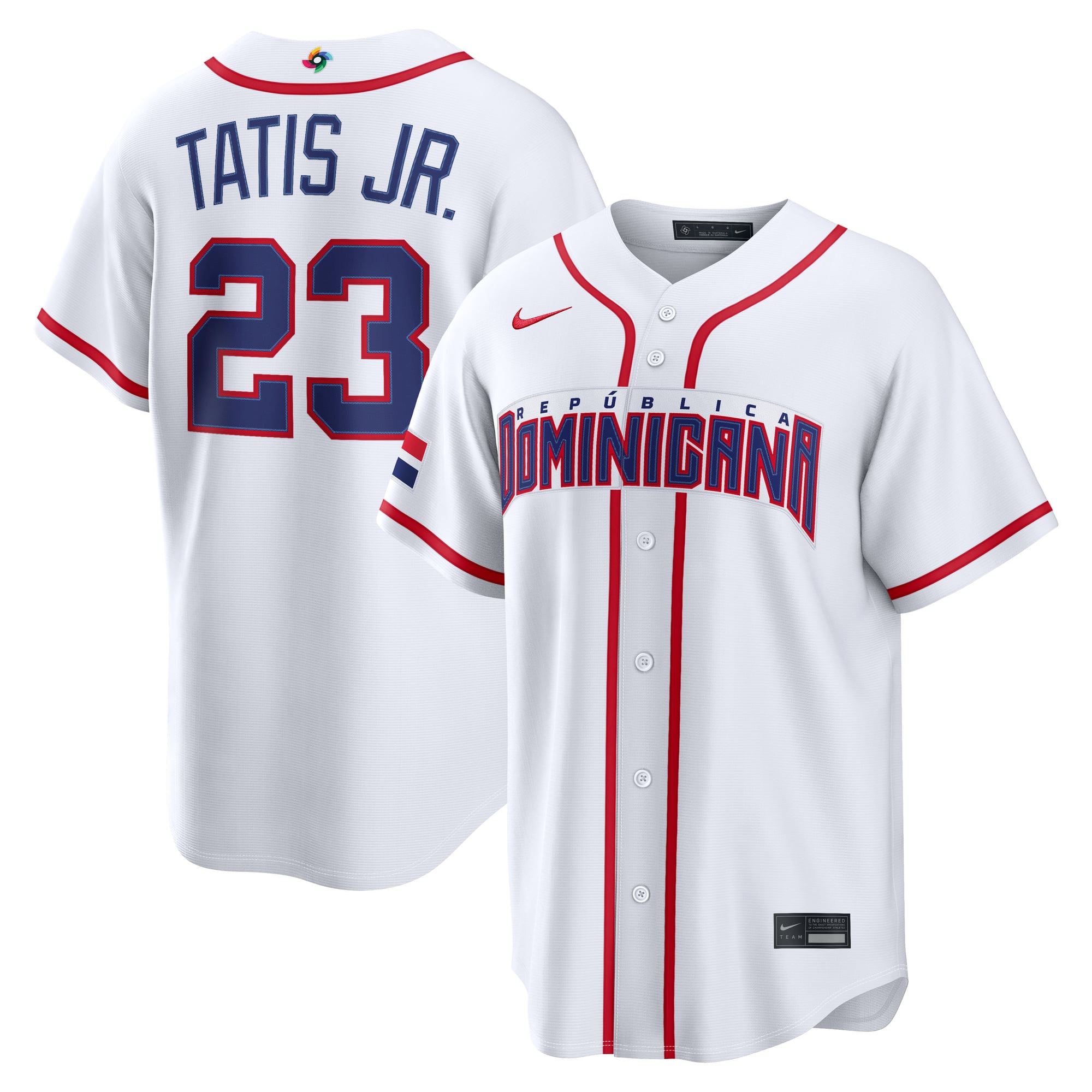 Men's Nike Fernando Tatis Jr. White Dominican Republic Baseball 2026 World Baseball Classic Home Stadium Jersey