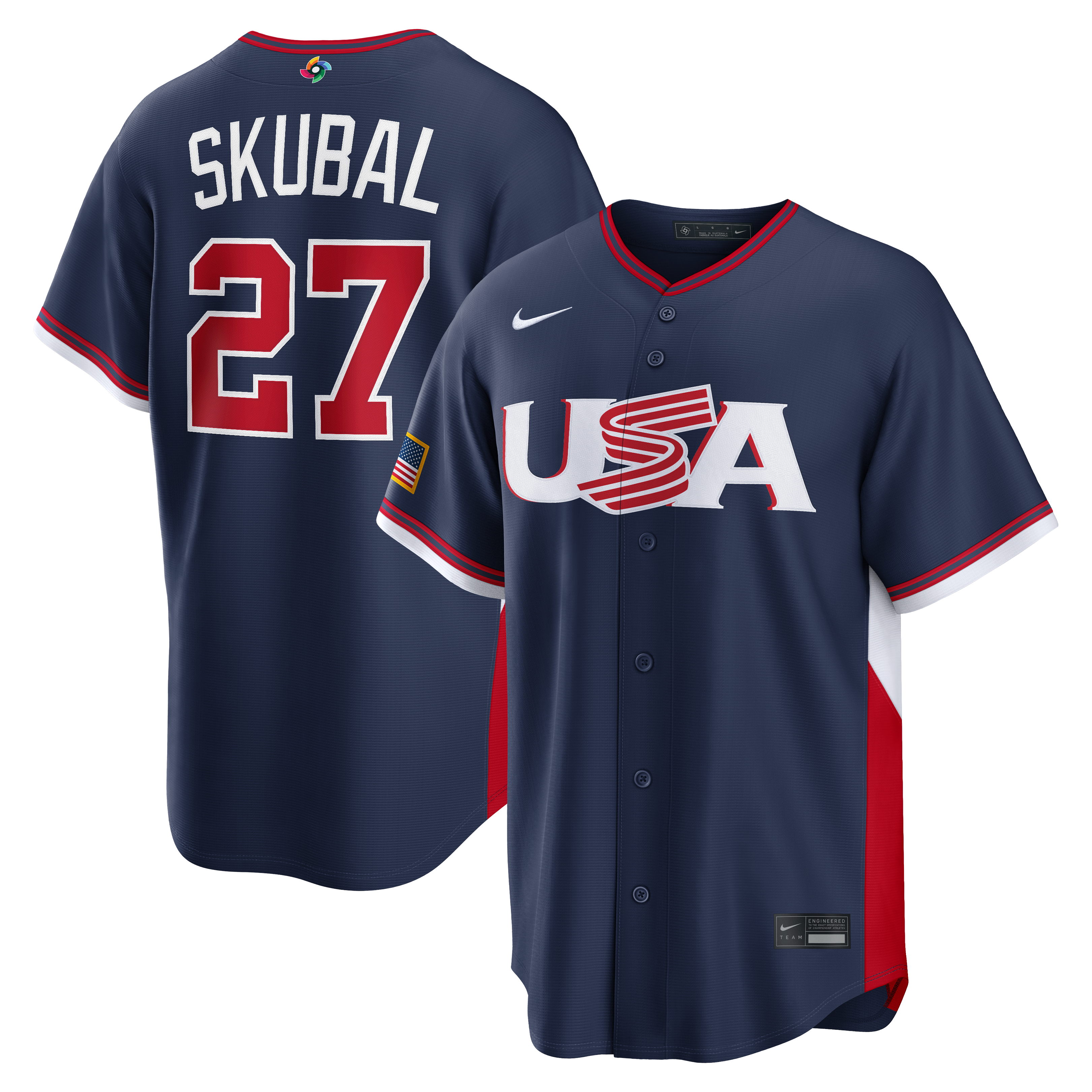 Men's Nike Tarik Skubal Navy USA Baseball 2026 World Baseball Classic Road Stadium Jersey