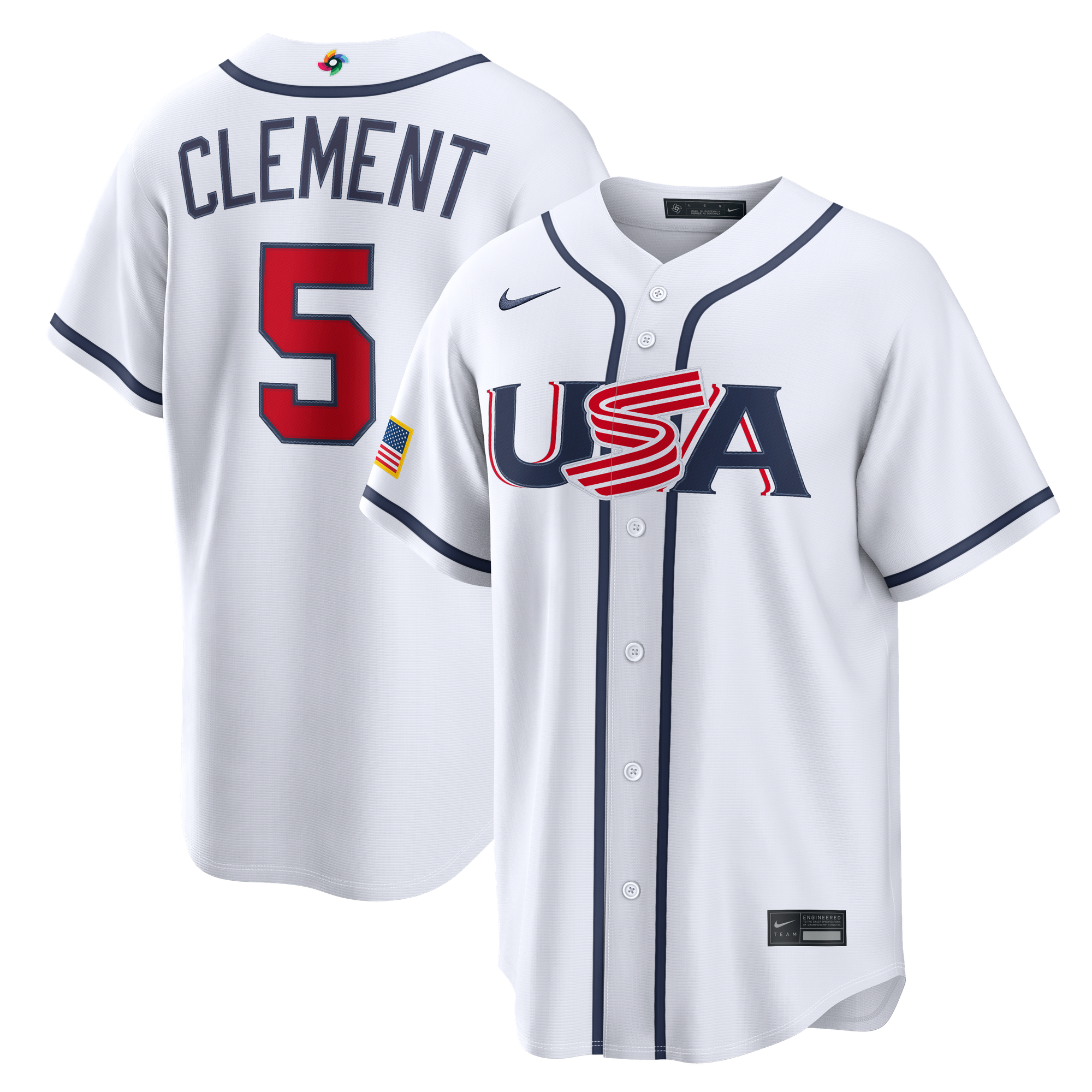 Men's Nike Ernie Clement White USA Baseball 2026 World Baseball Classic Home Stadium Jersey