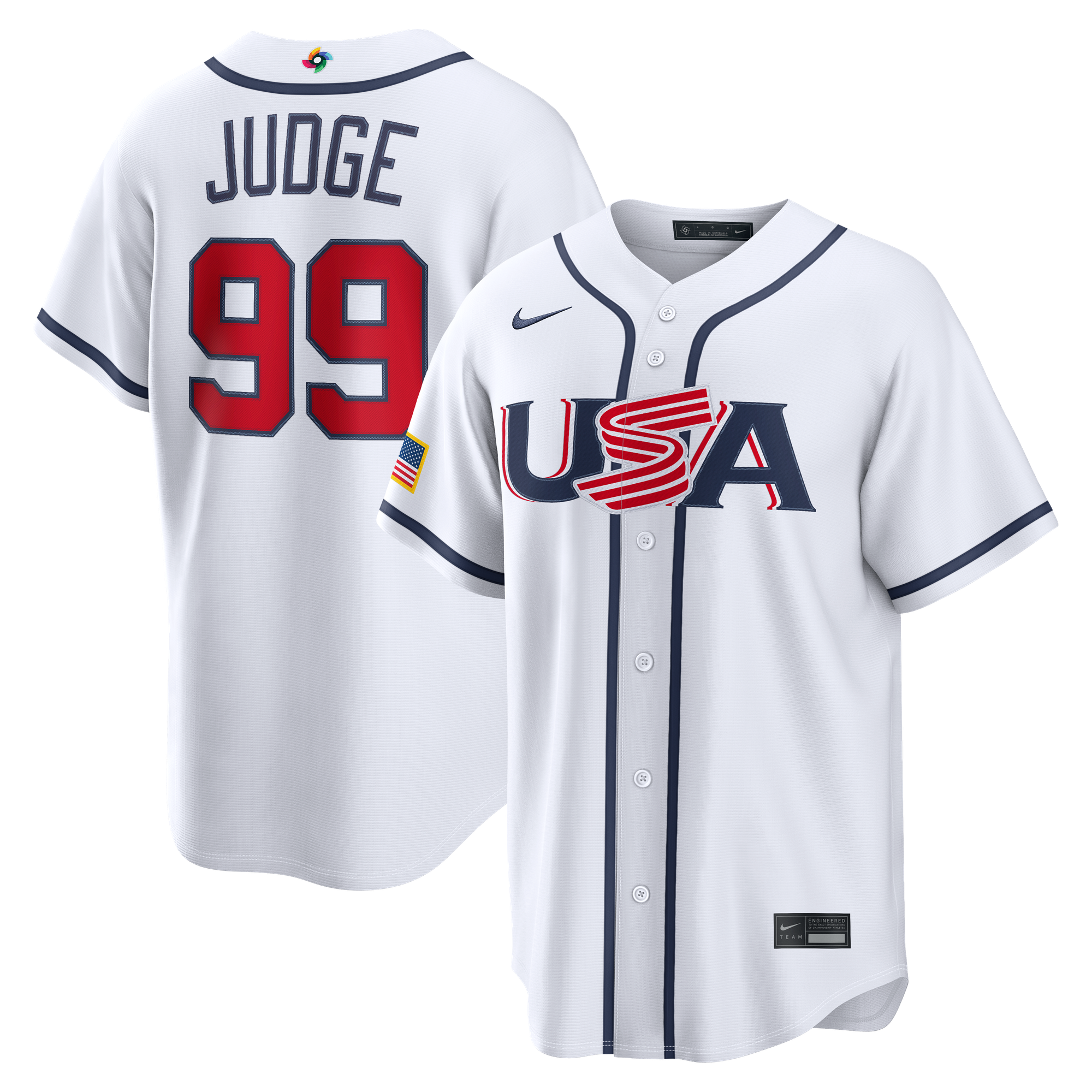 Maglia da uomo Nike Aaron Judge bianca USA Baseball 2026 World Baseball Classic Home Stadium
