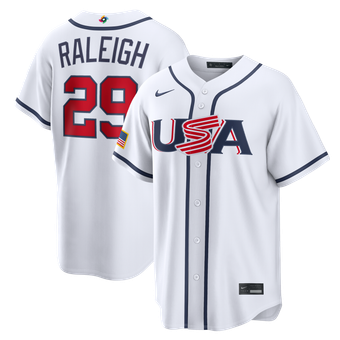 Men's Nike Cal Raleigh White USA Baseball 2026 World Baseball Classic Home Stadium Jersey