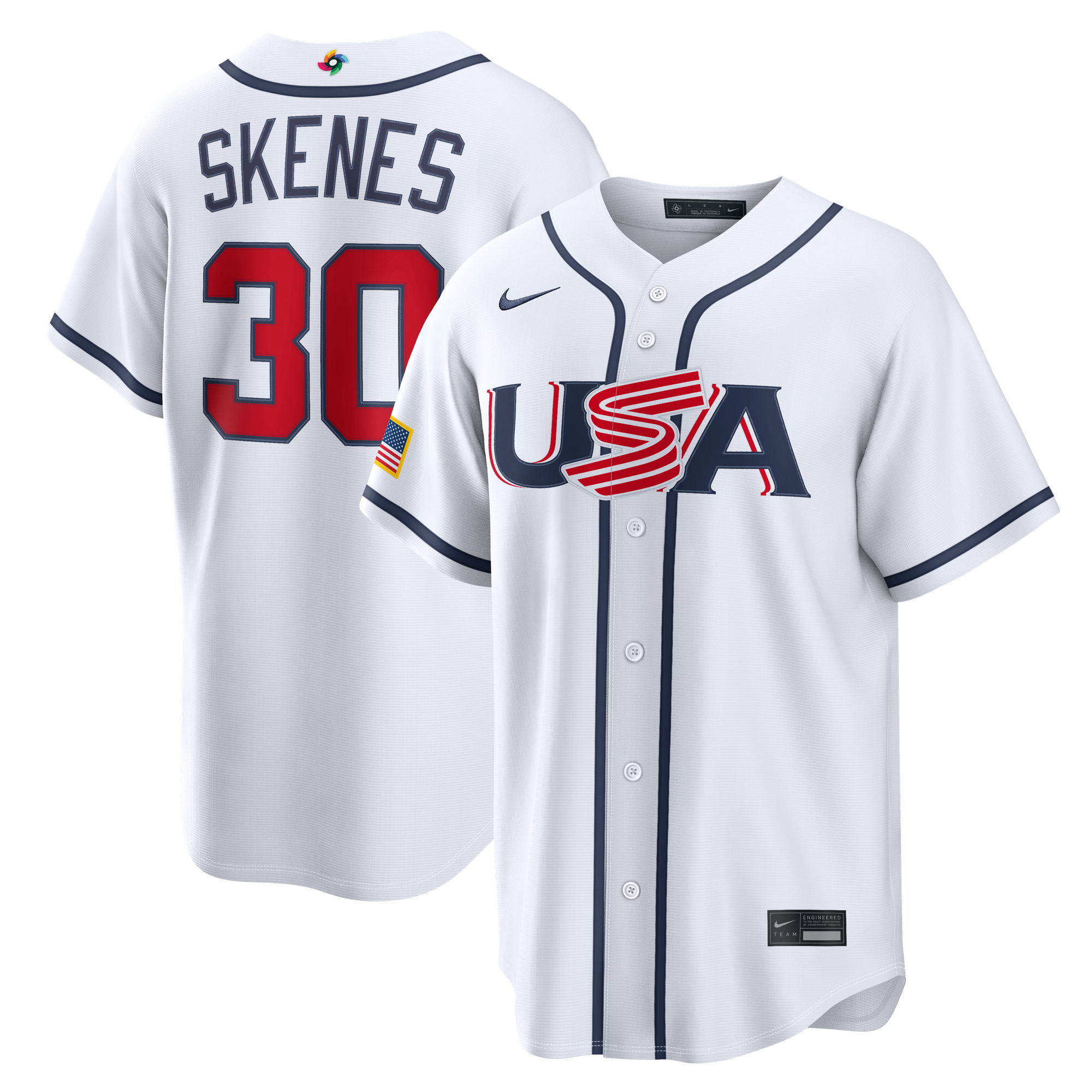 Maglia da uomo Nike Paul Skenes bianca USA Baseball 2026 World Baseball Classic Home Stadium