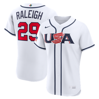 Men's Nike Cal Raleigh White USA Baseball 2026 World Baseball Classic Home Authentic Jersey