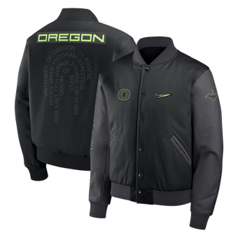 Men's Nike Black Oregon Ducks Origin of Speed Full-Snap Varsity Jacket