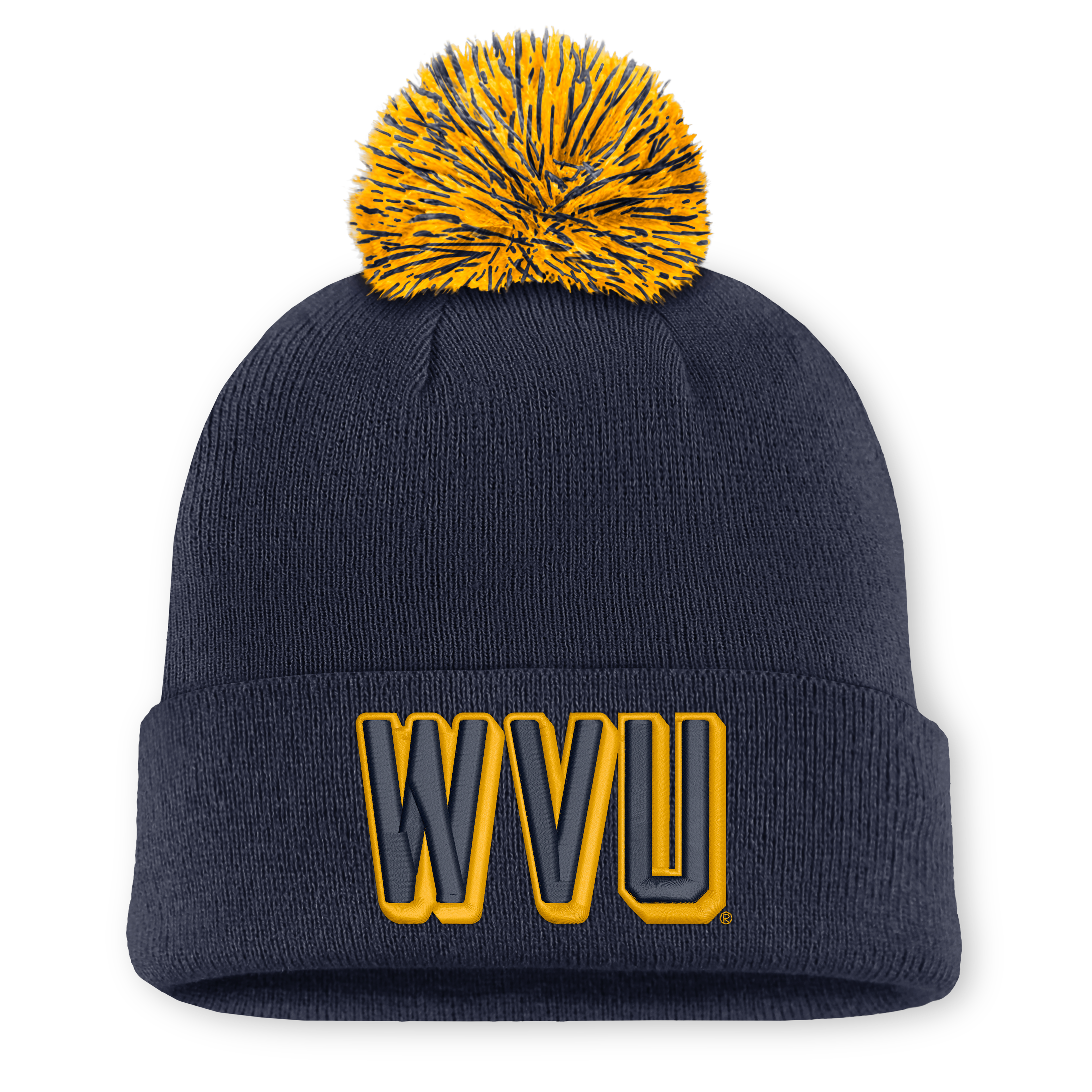 Unisex Nike Navy West Virginia Mountaineers Letter Mascot Knit Hat with Pom