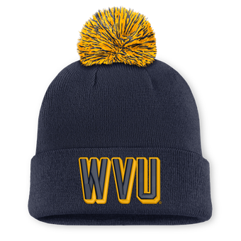 Unisex Nike Navy West Virginia Mountaineers Letter Mascot Knit Hat with Pom