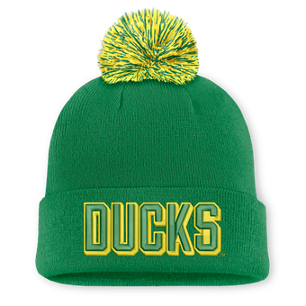 Unisex Nike Green Oregon Ducks Letter Mascot Knit Hat with Pom