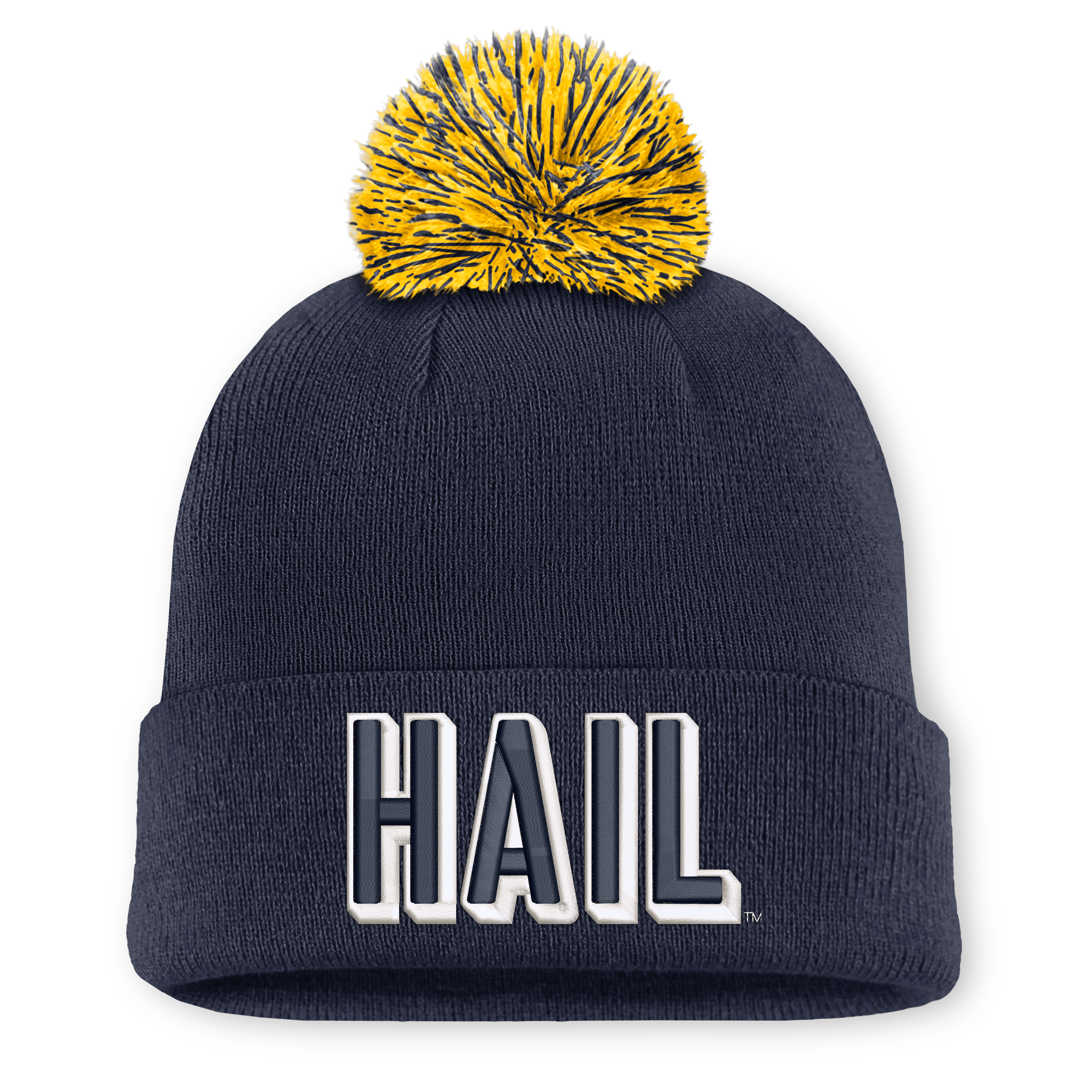 Unisex Nike Navy Michigan Wolverines Letter Mascot Knit Hat with Pom