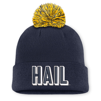Unisex Nike Navy Michigan Wolverines Letter Mascot Knit Hat with Pom