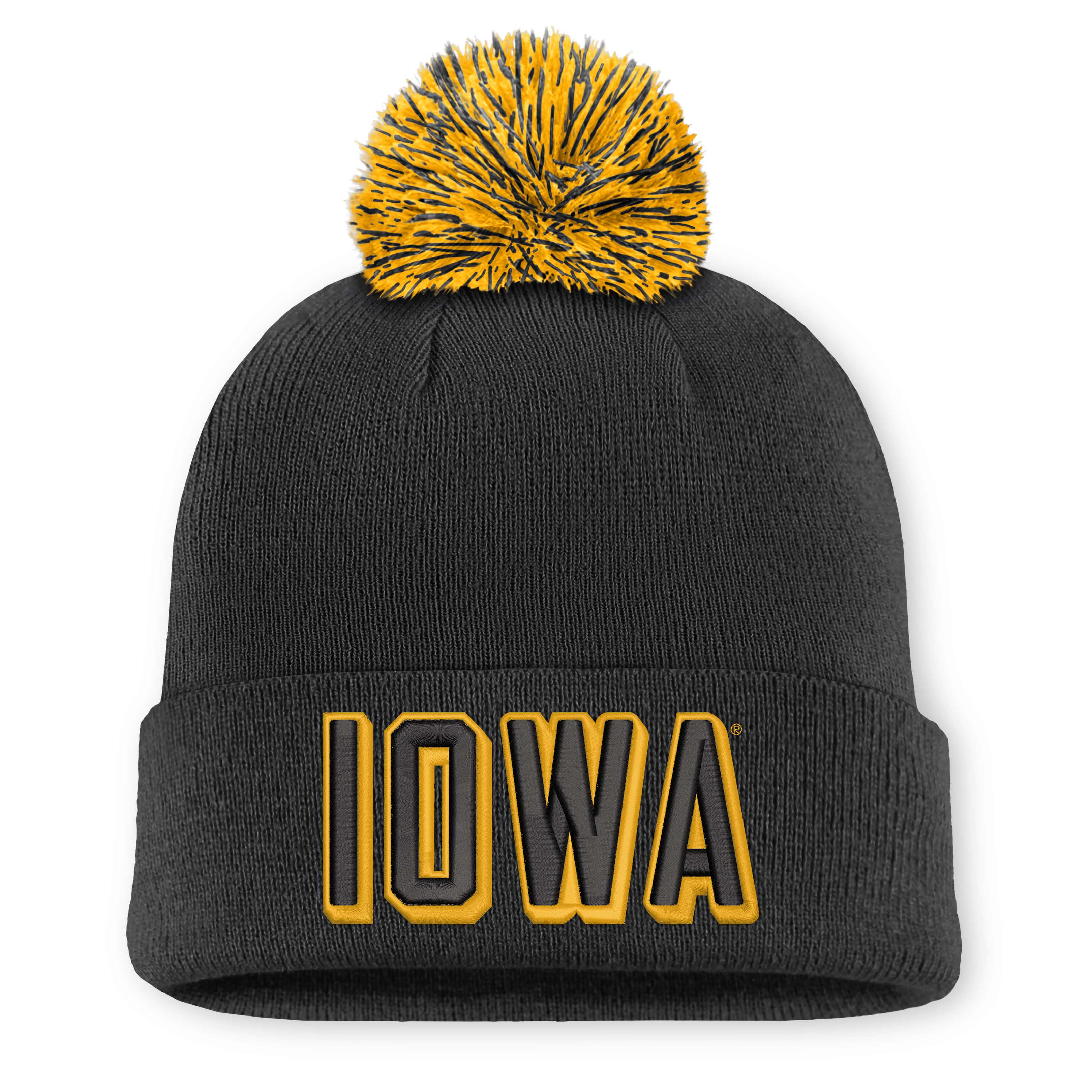 Unisex Nike Black Iowa Hawkeyes Letter Mascot Knit Hat with Pom