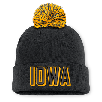 Unisex Nike Black Iowa Hawkeyes Letter Mascot Knit Hat with Pom