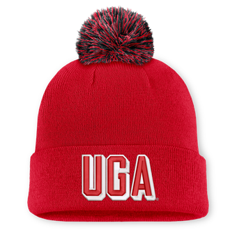 Unisex Nike Red Georgia Bulldogs Letter Mascot Knit Hat with Pom