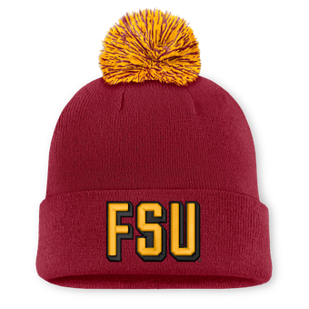 Unisex Nike Garnet Florida State Seminoles Letter Mascot Knit Hat with Pom