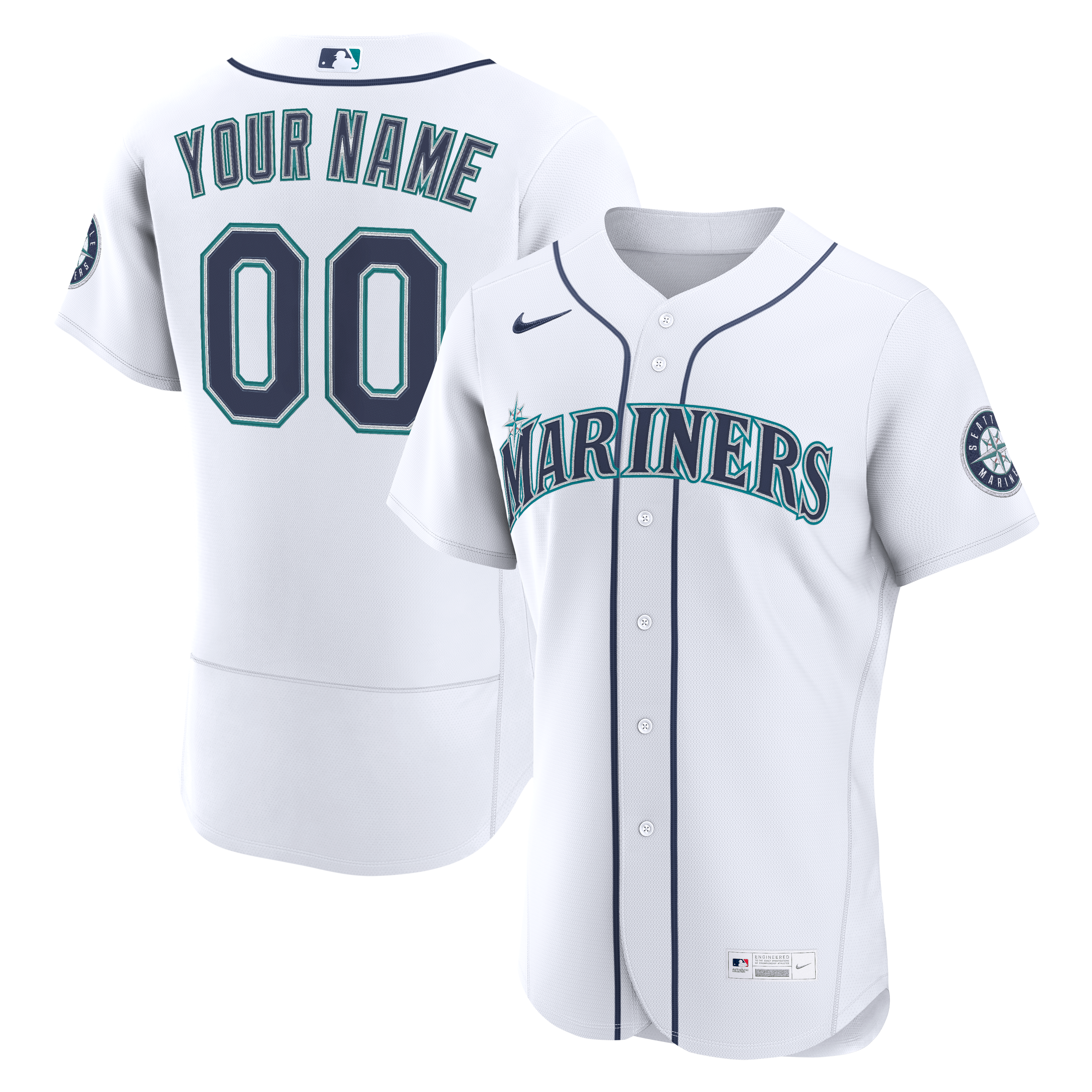 Men's Nike White Seattle Mariners Home Authentic Custom Jersey