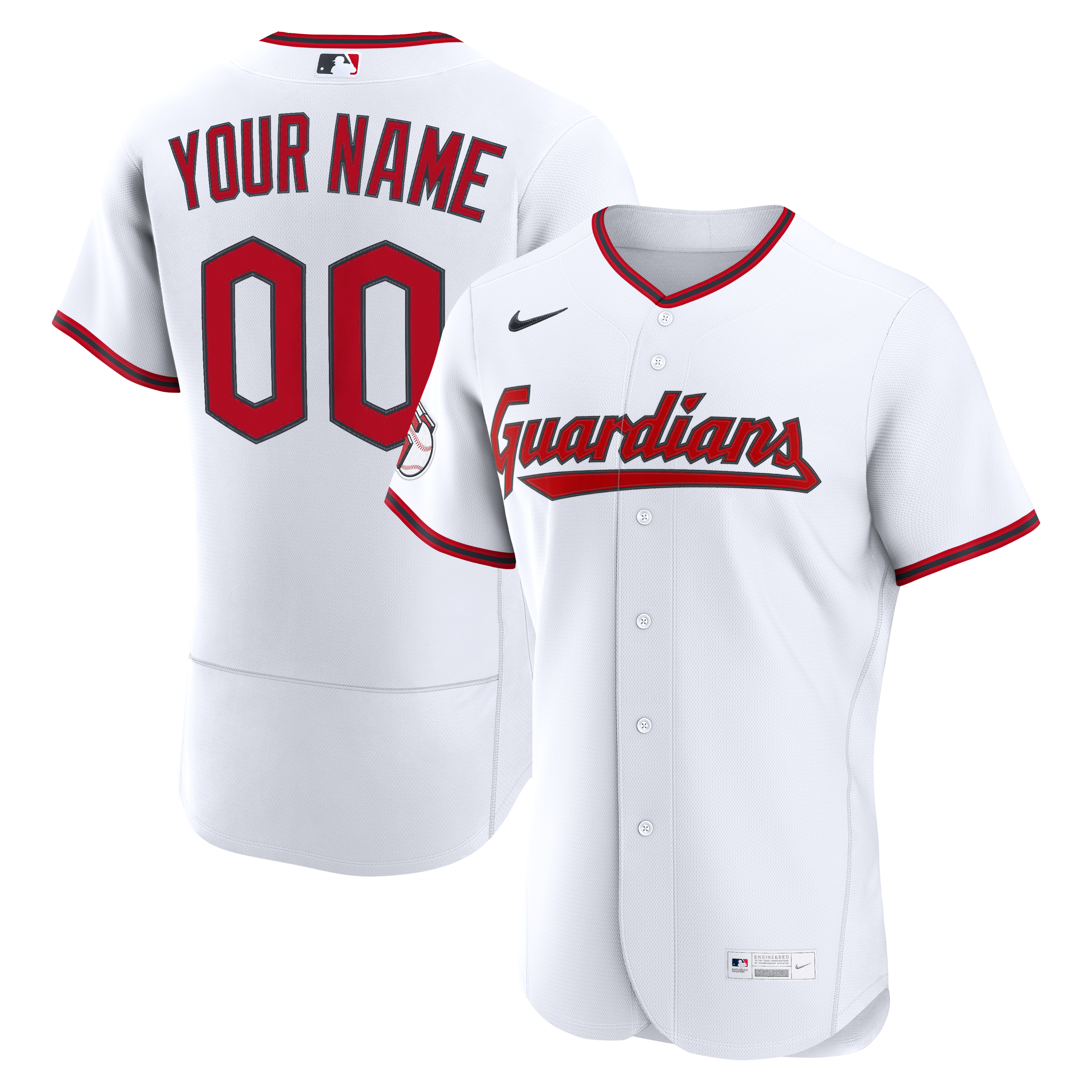 Men's Nike White Cleveland Guardians Home Authentic Custom Jersey