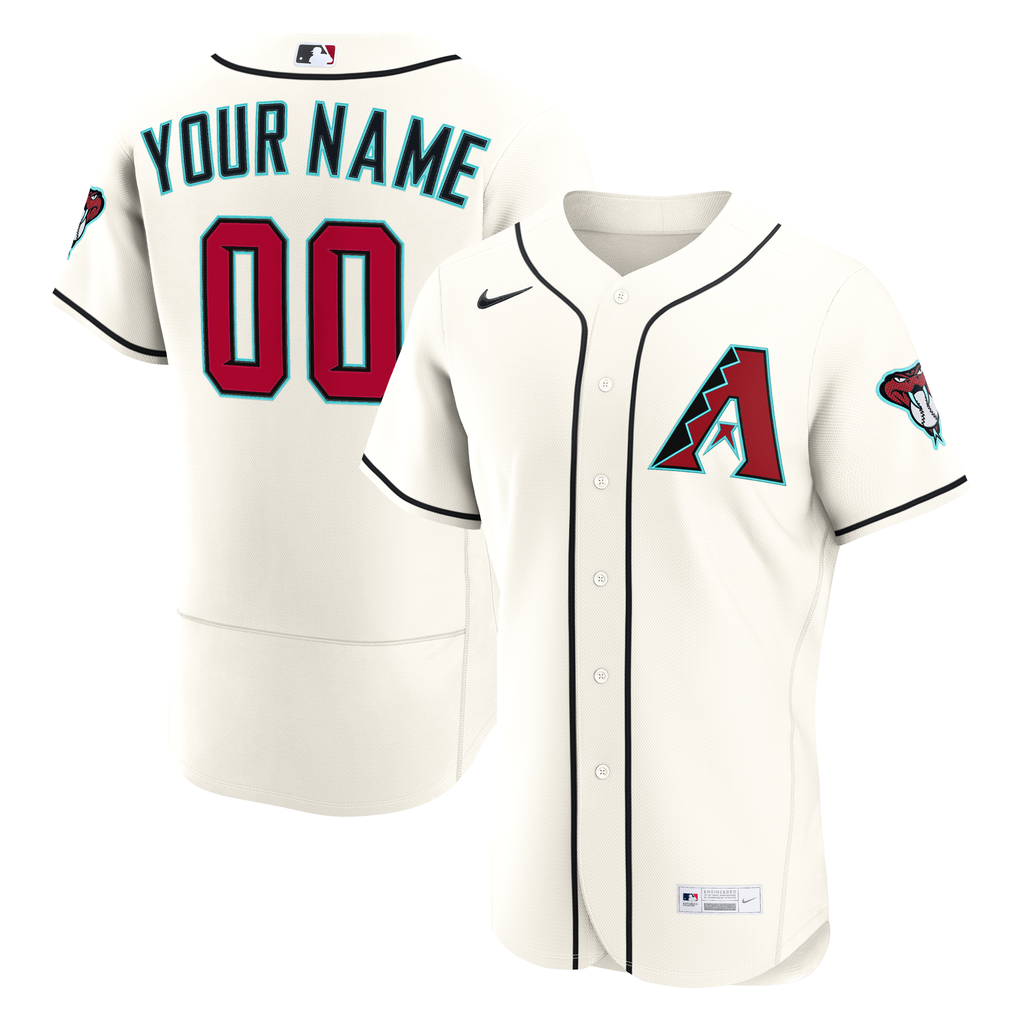 Men's Nike Cream Arizona Diamondbacks Home Authentic Custom Jersey