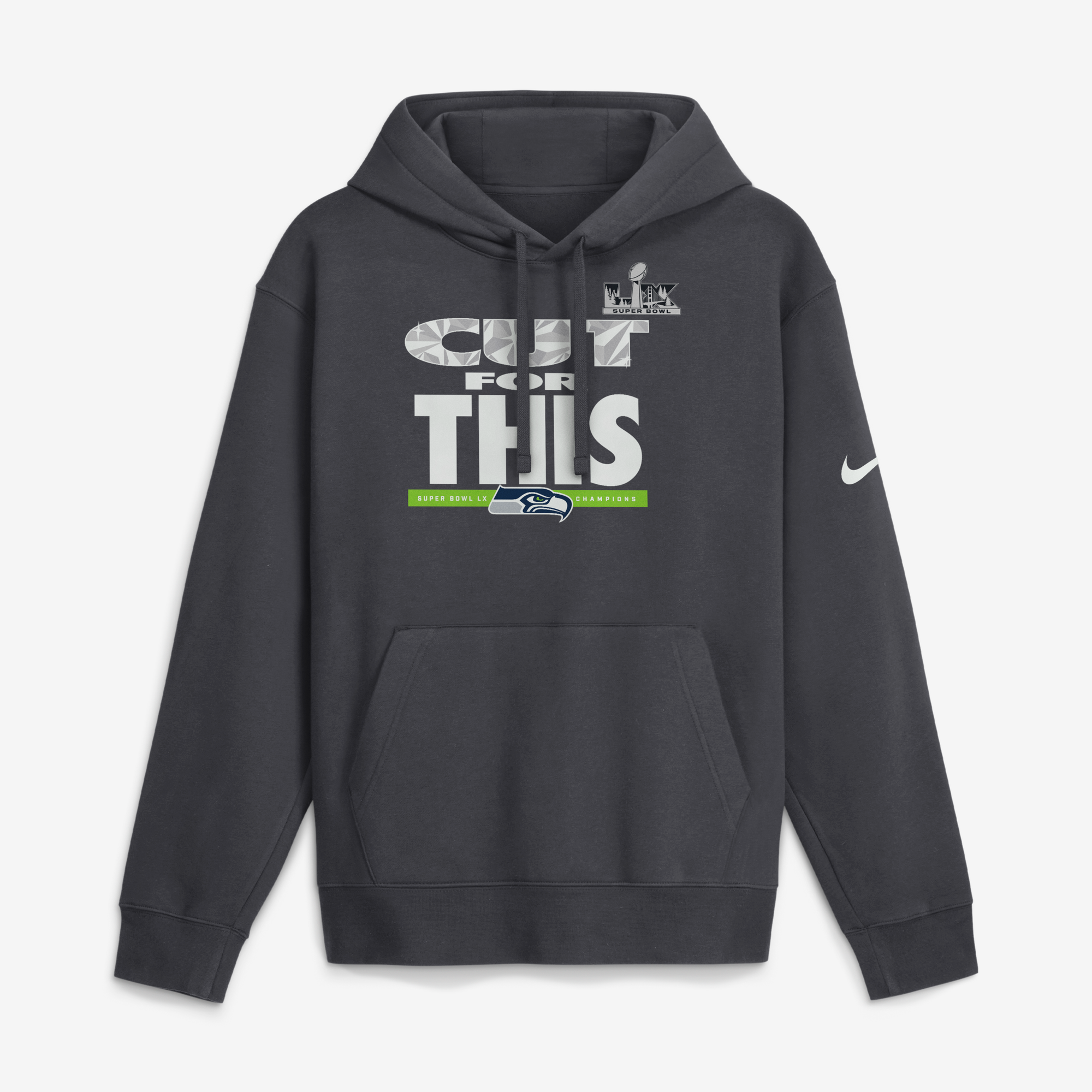 Sweat à capuche polaire Nike Anthracite Seattle Seahawks Super Bowl LX Champions Pickoff Move Parade Club pour homme