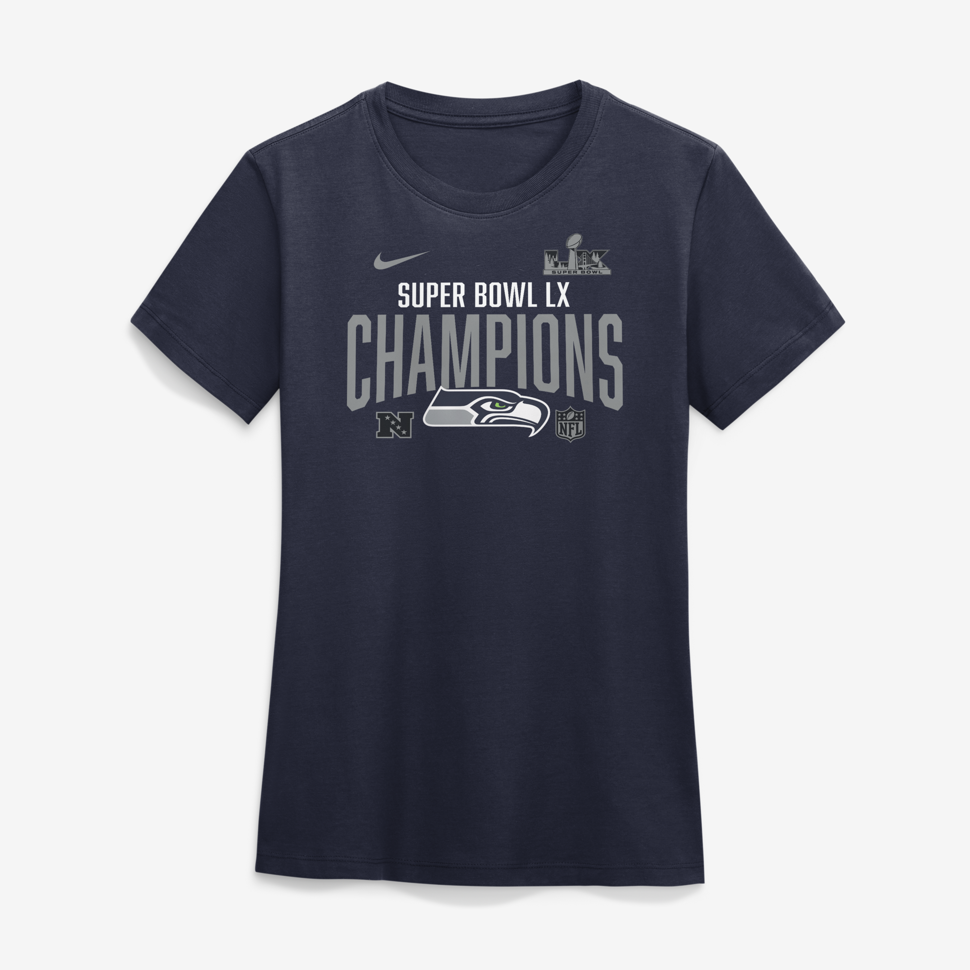 Women's Nike  College Navy Seattle Seahawks Super Bowl LX Champions Going Yard T-Shirt