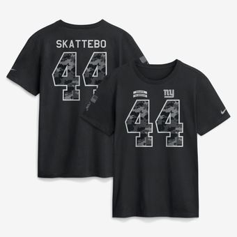 Men's Nike Cam Skattebo Black New York Giants 2026 Salute to Service Name & Number T-Shirt