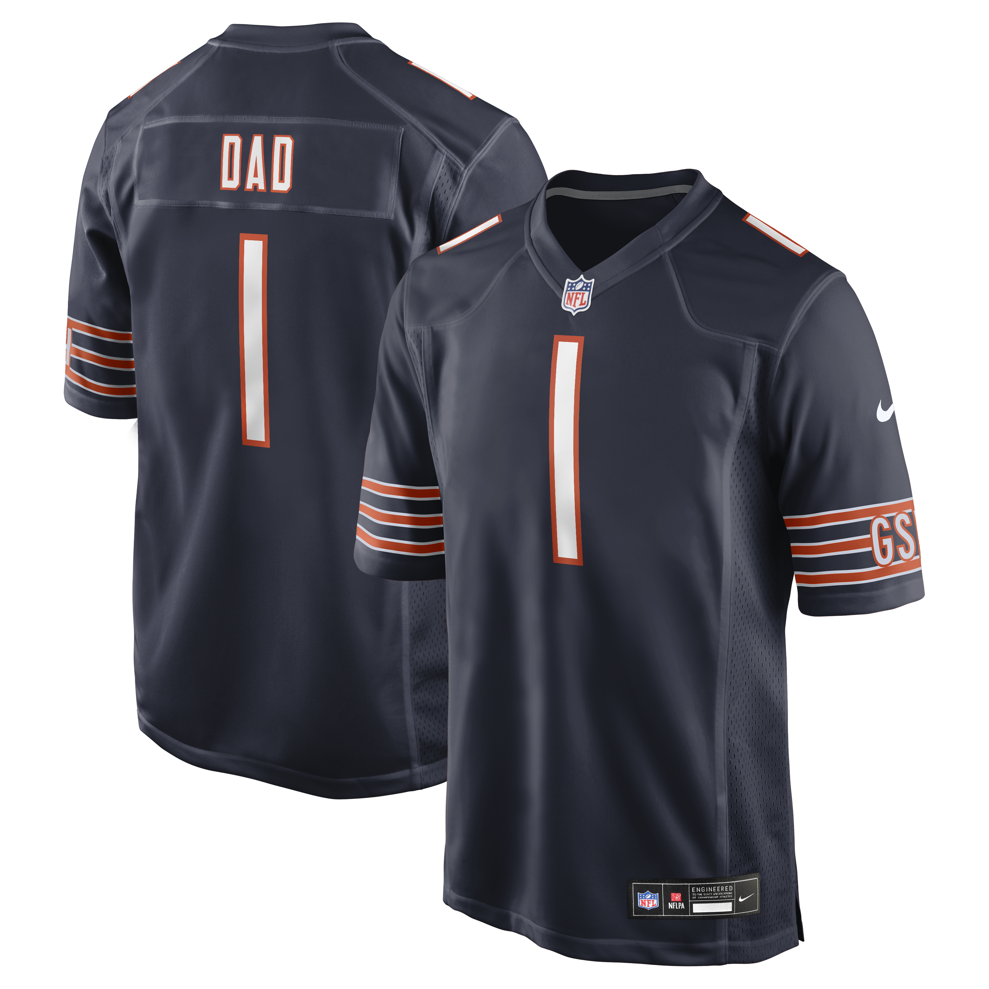 Men's Nike Number 1 Dad Navy Chicago Bears Game Jersey