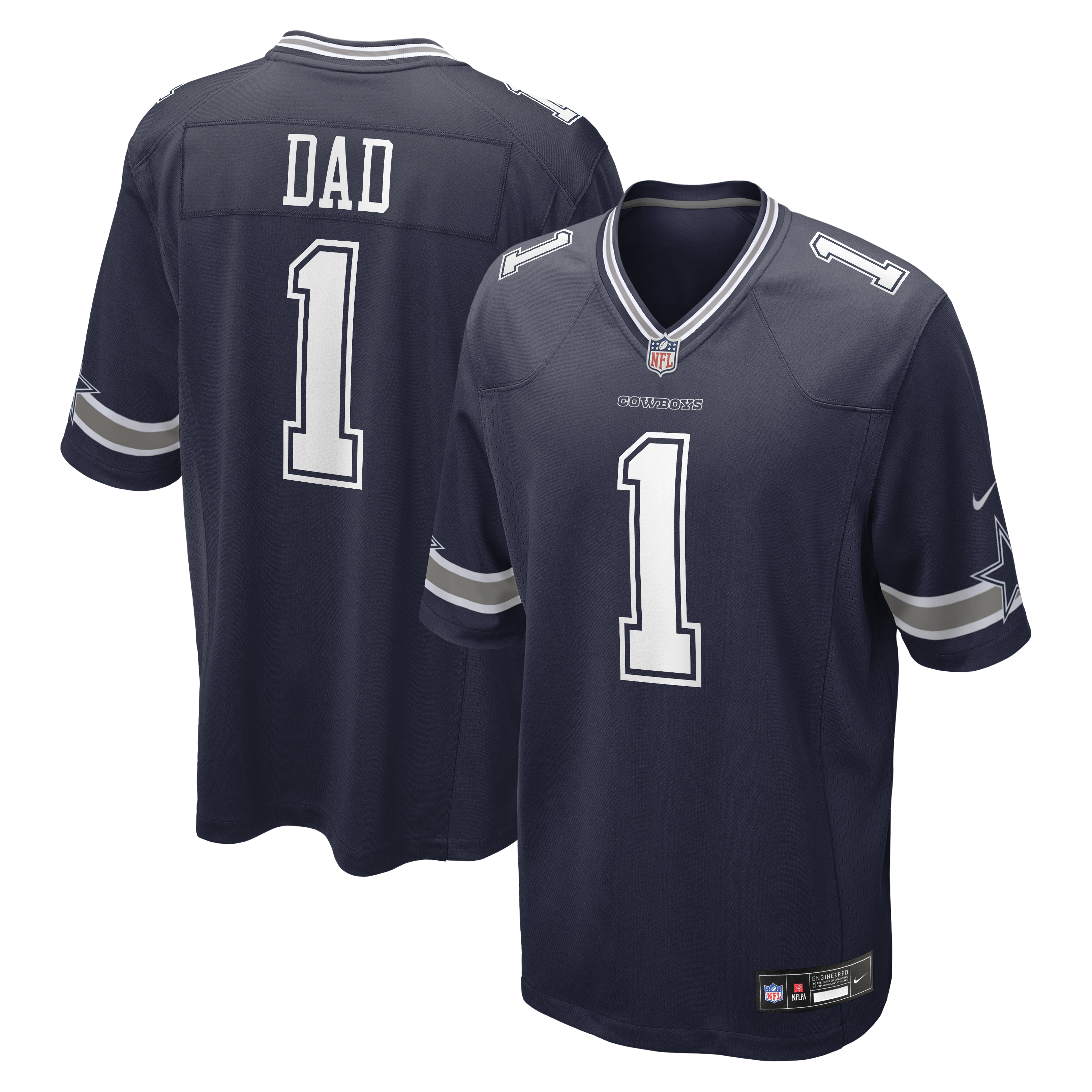 Men's Nike Number 1 Dad Navy Dallas Cowboys Game Jersey