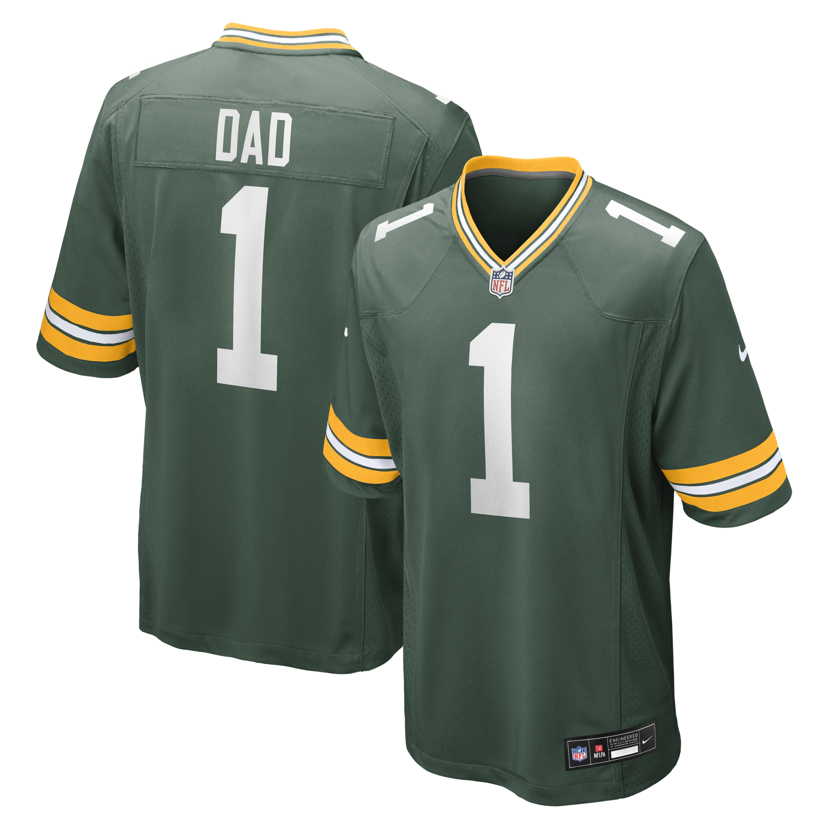 Men's Nike Number 1 Dad Green Green Bay Packers Game Jersey