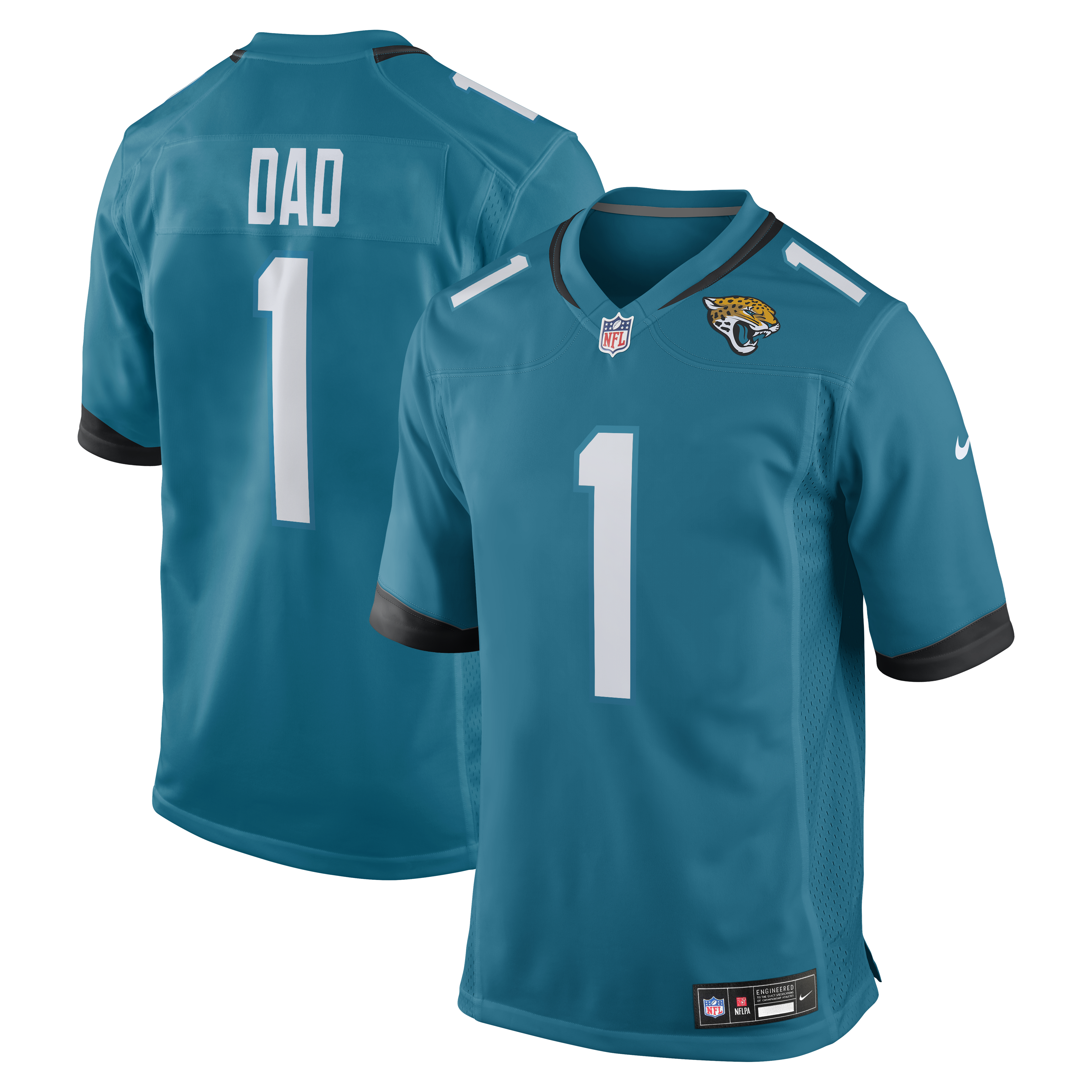 Men's Nike Number 1 Dad Teal Jacksonville Jaguars Game Jersey