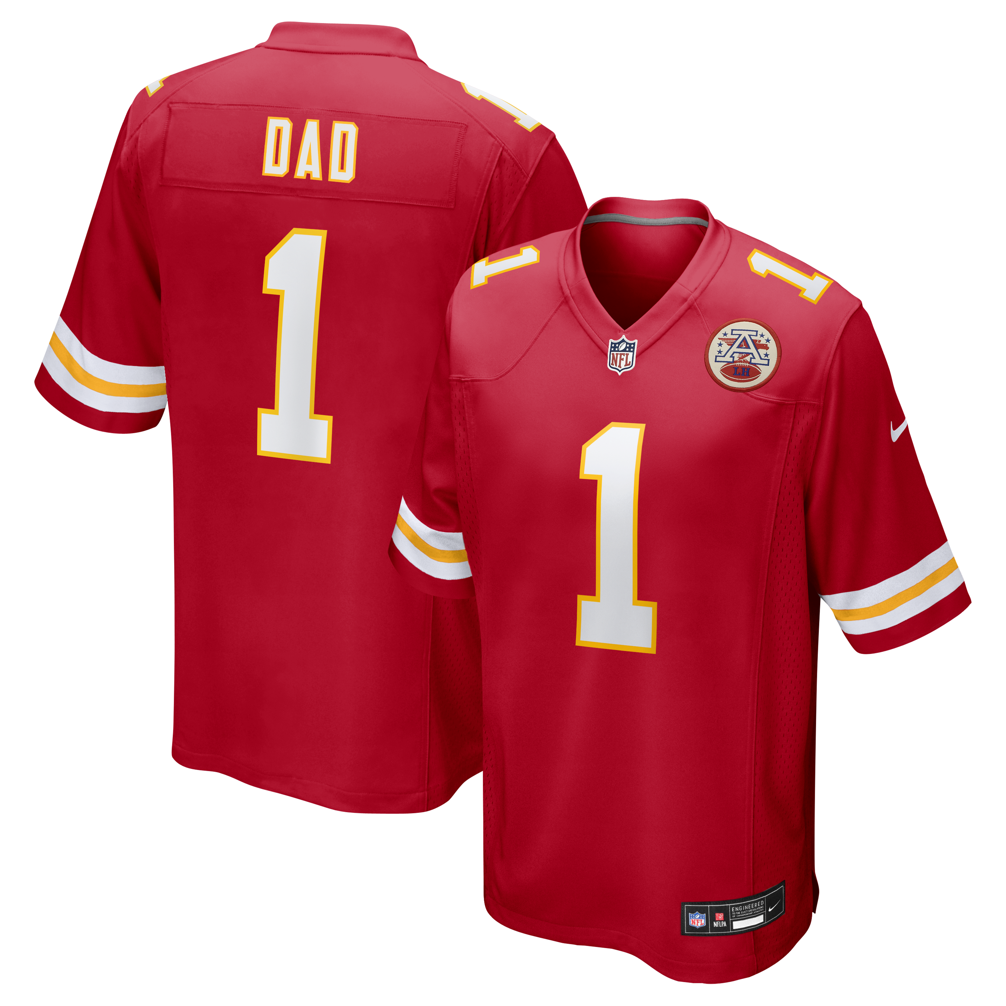 Men's Nike Number 1 Dad Red Kansas City Chiefs Game Jersey