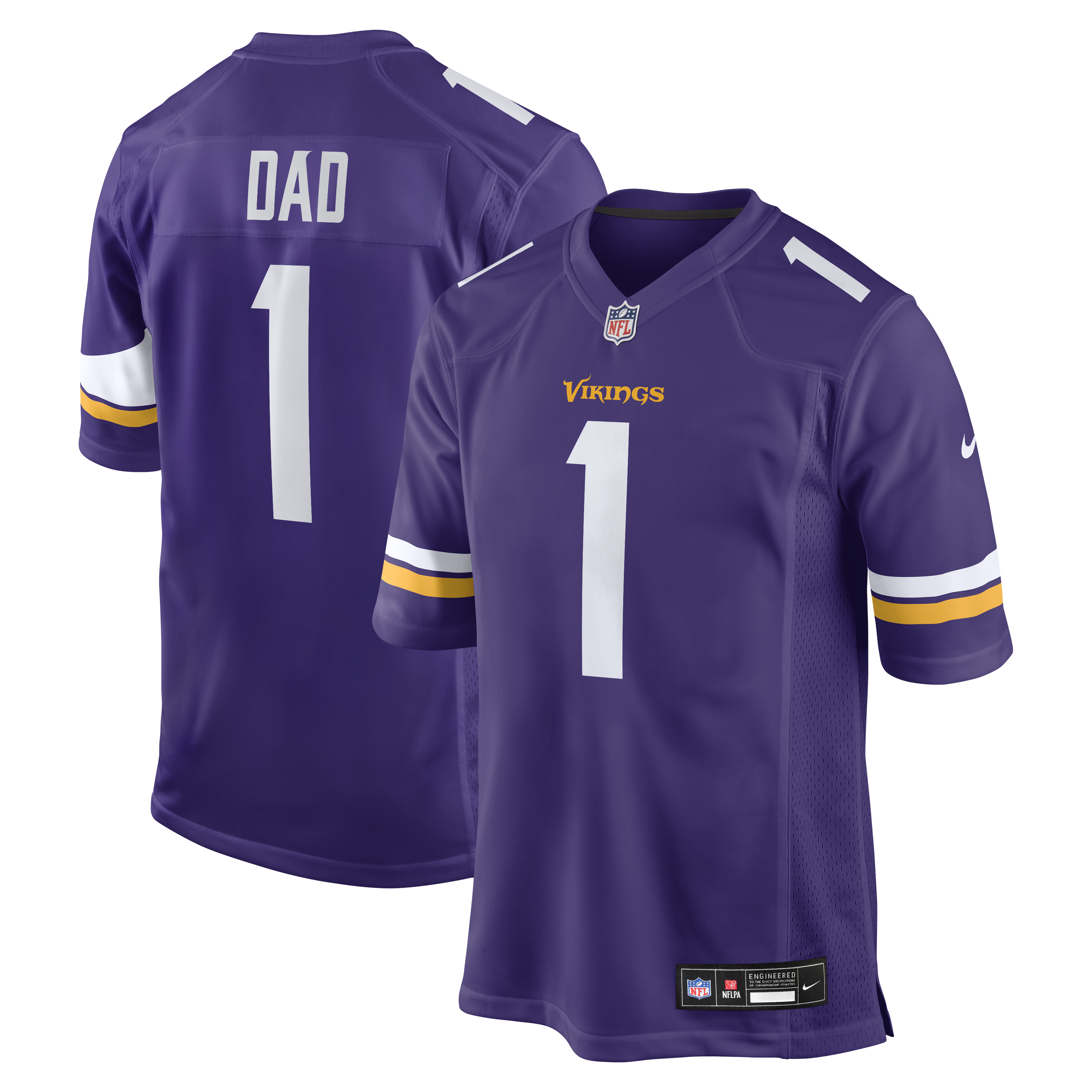 Men's Nike Number 1 Dad Purple Minnesota Vikings Game Jersey