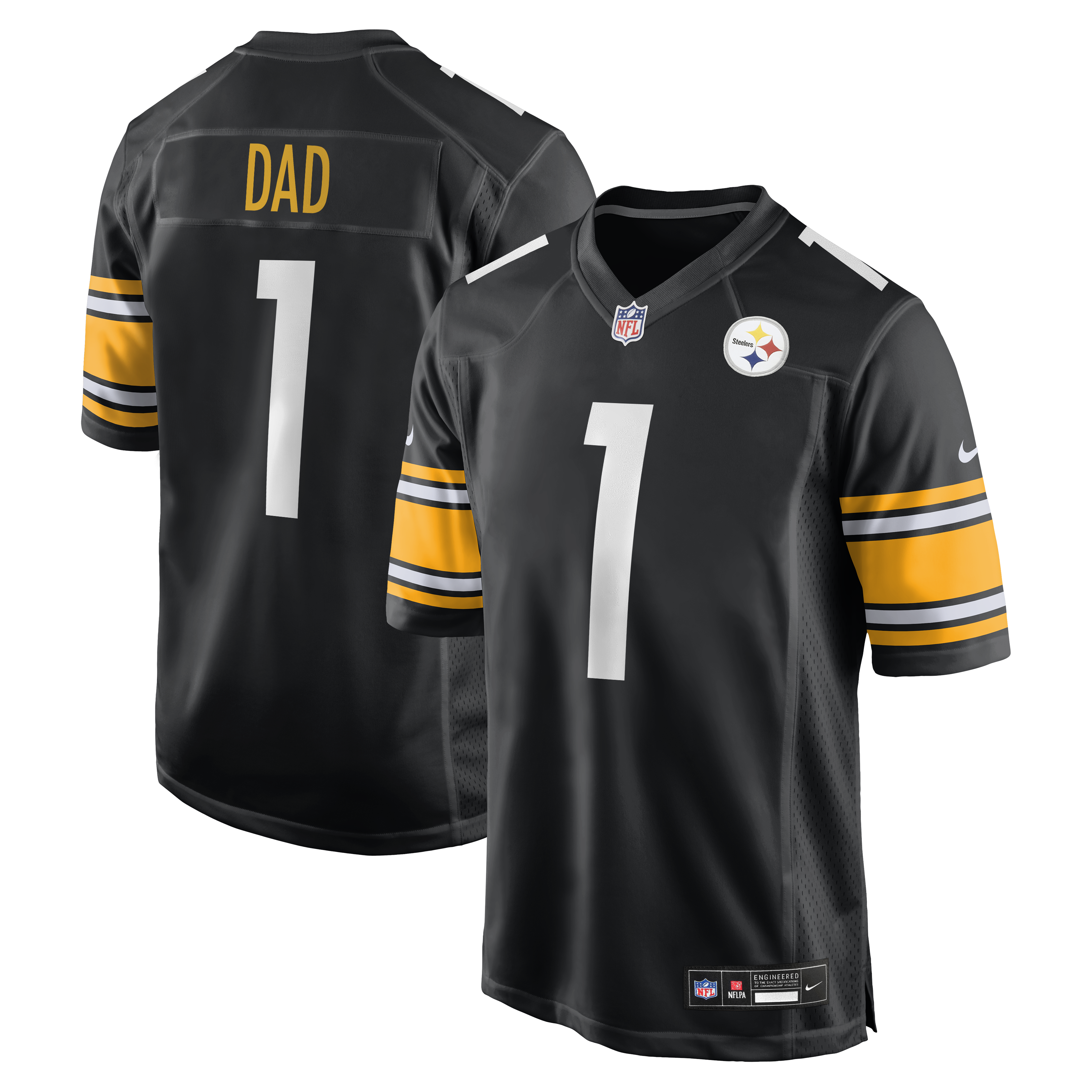 Men's Nike Number 1 Dad Black Pittsburgh Steelers Game Jersey