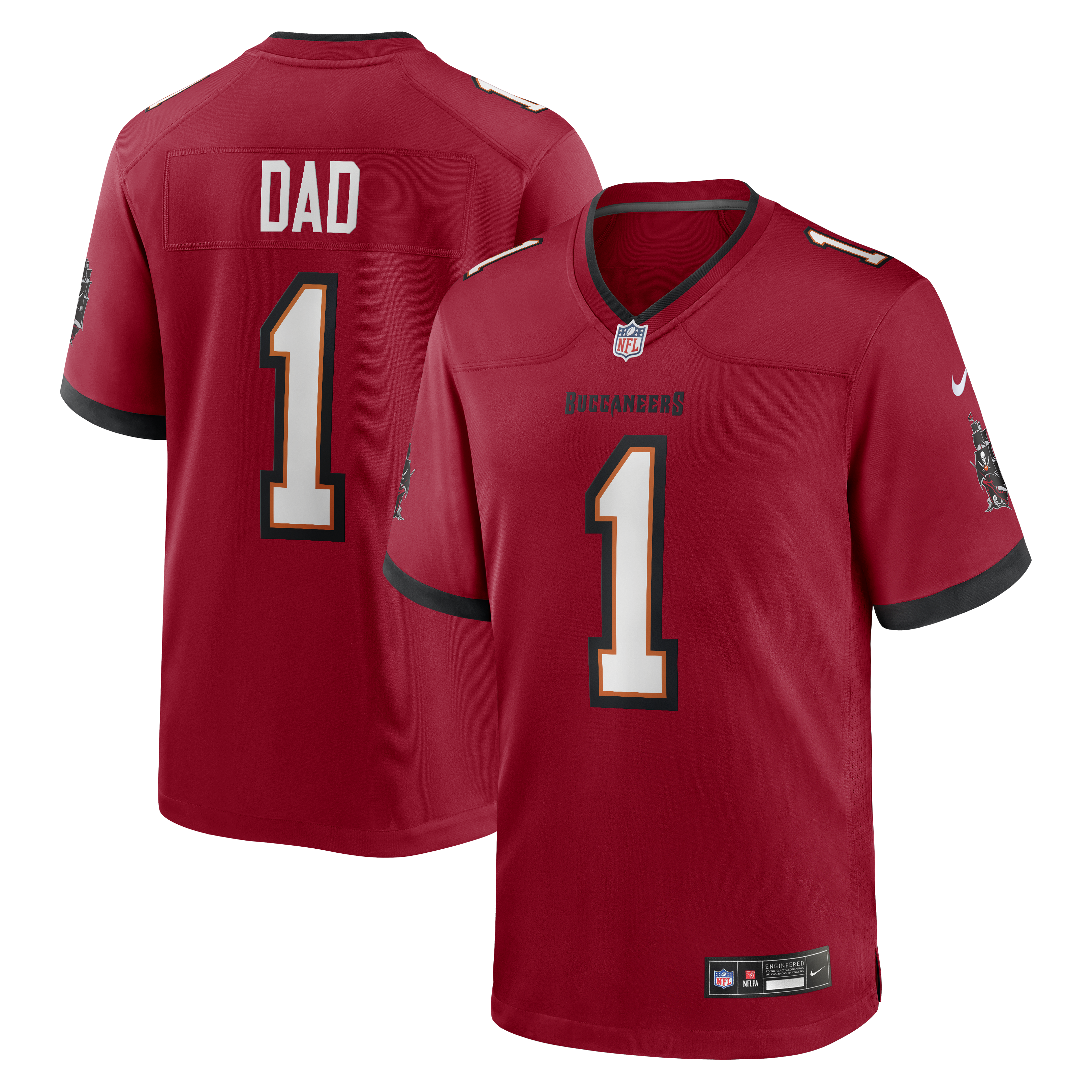 Men's Nike Number 1 Dad Red Tampa Bay Buccaneers Game Jersey