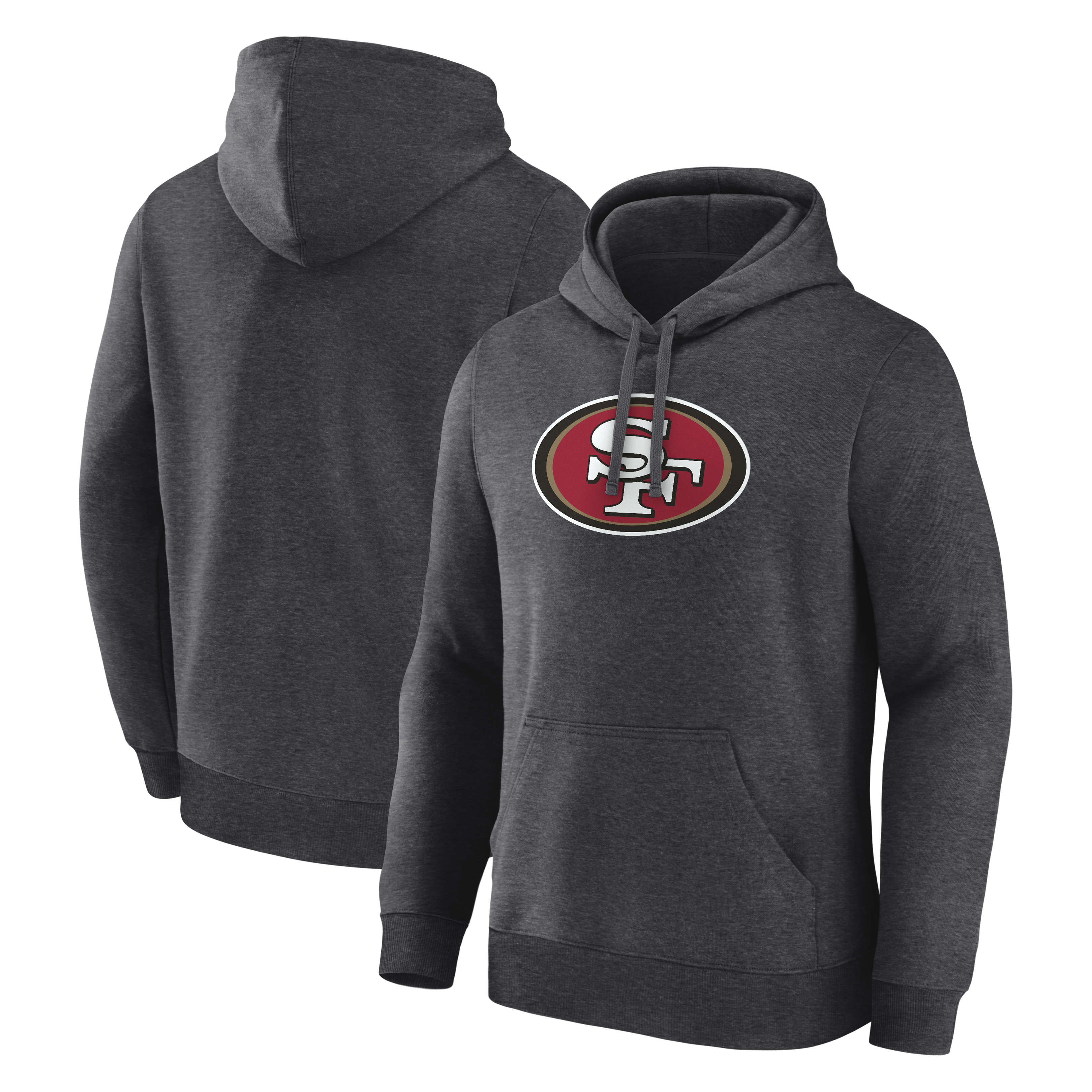 Men's Logo Athletic Heather Charcoal San Francisco 49ers Primary Logo Hoodie