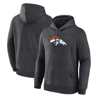 Men's Logo Athletic Heather Charcoal Denver Broncos Primary Logo Hoodie