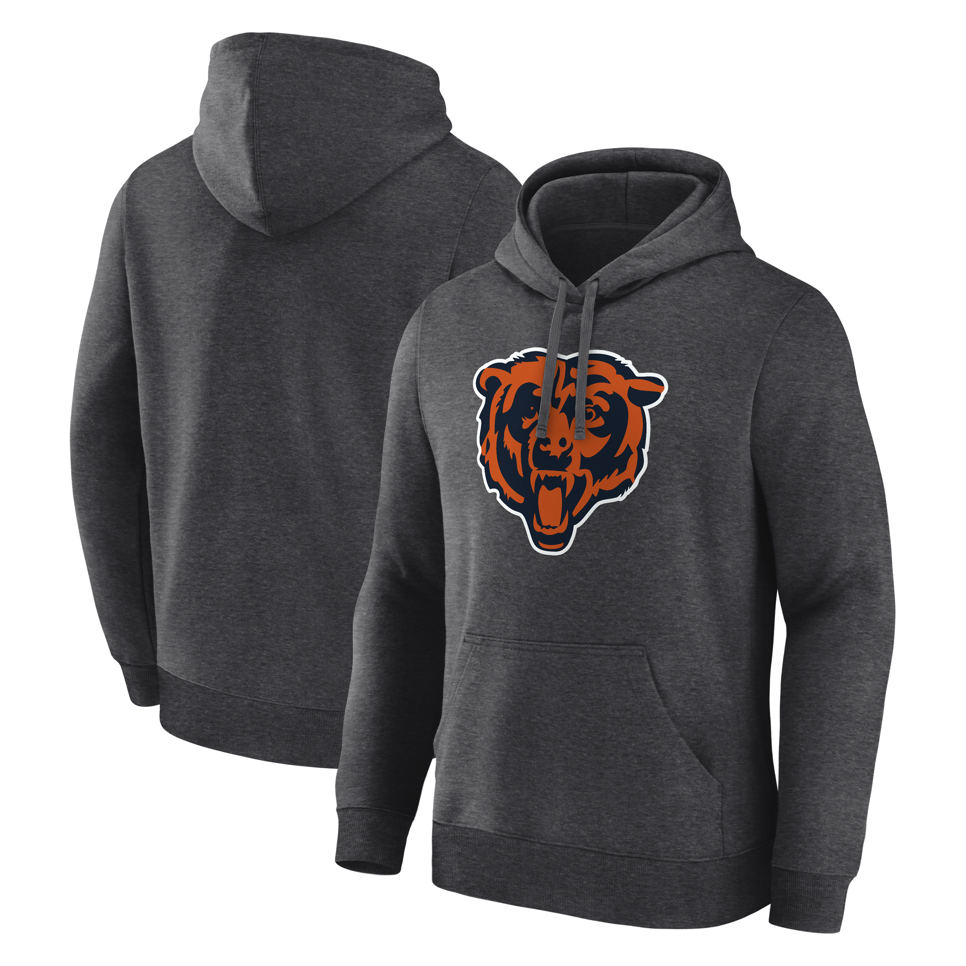 Men's Logo Athletic Heather Charcoal Chicago Bears Primary Logo Hoodie