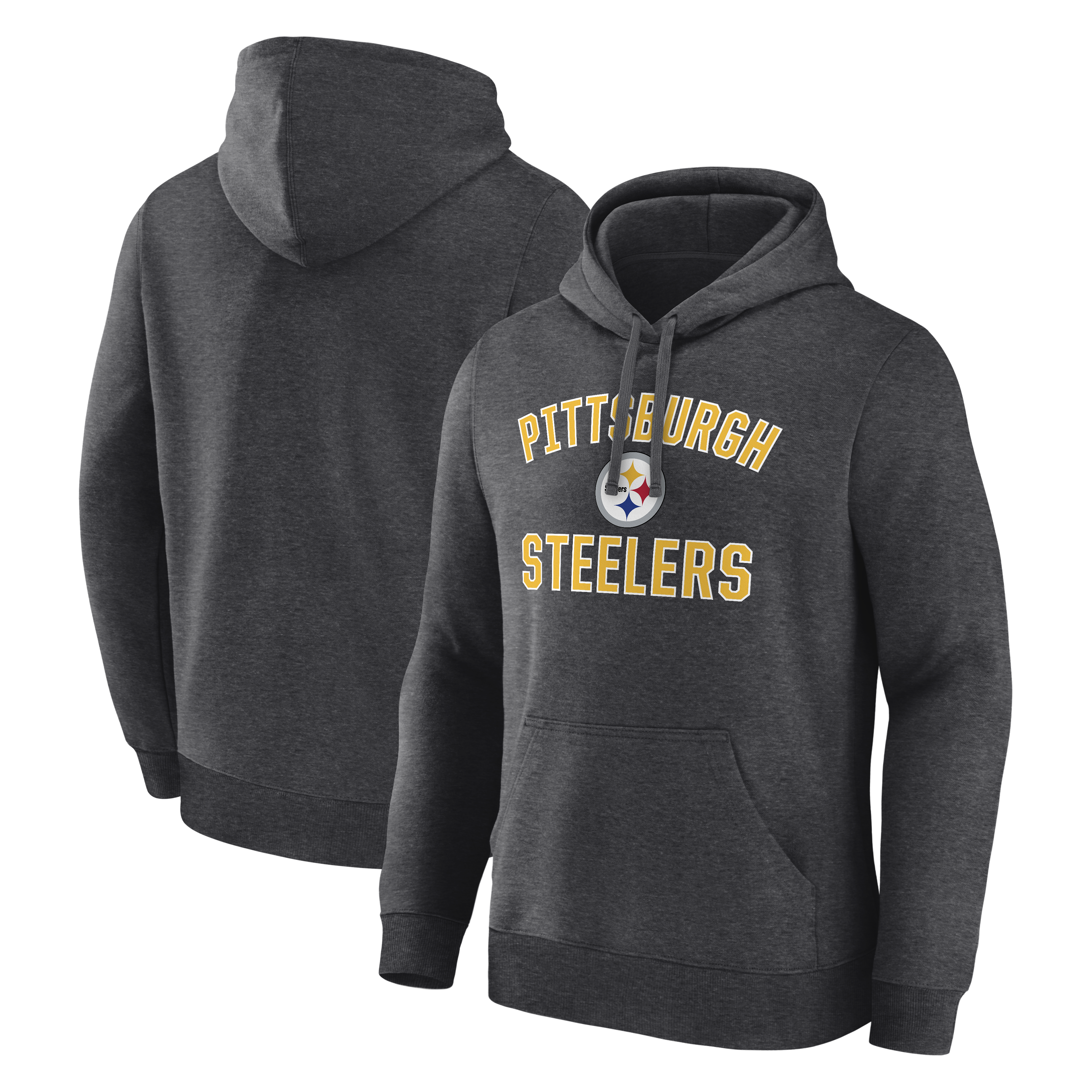 Logo Athletic Men's Heather Charcoal Pittsburgh Steelers Arch Victory Hoodie - Heather Charcoal