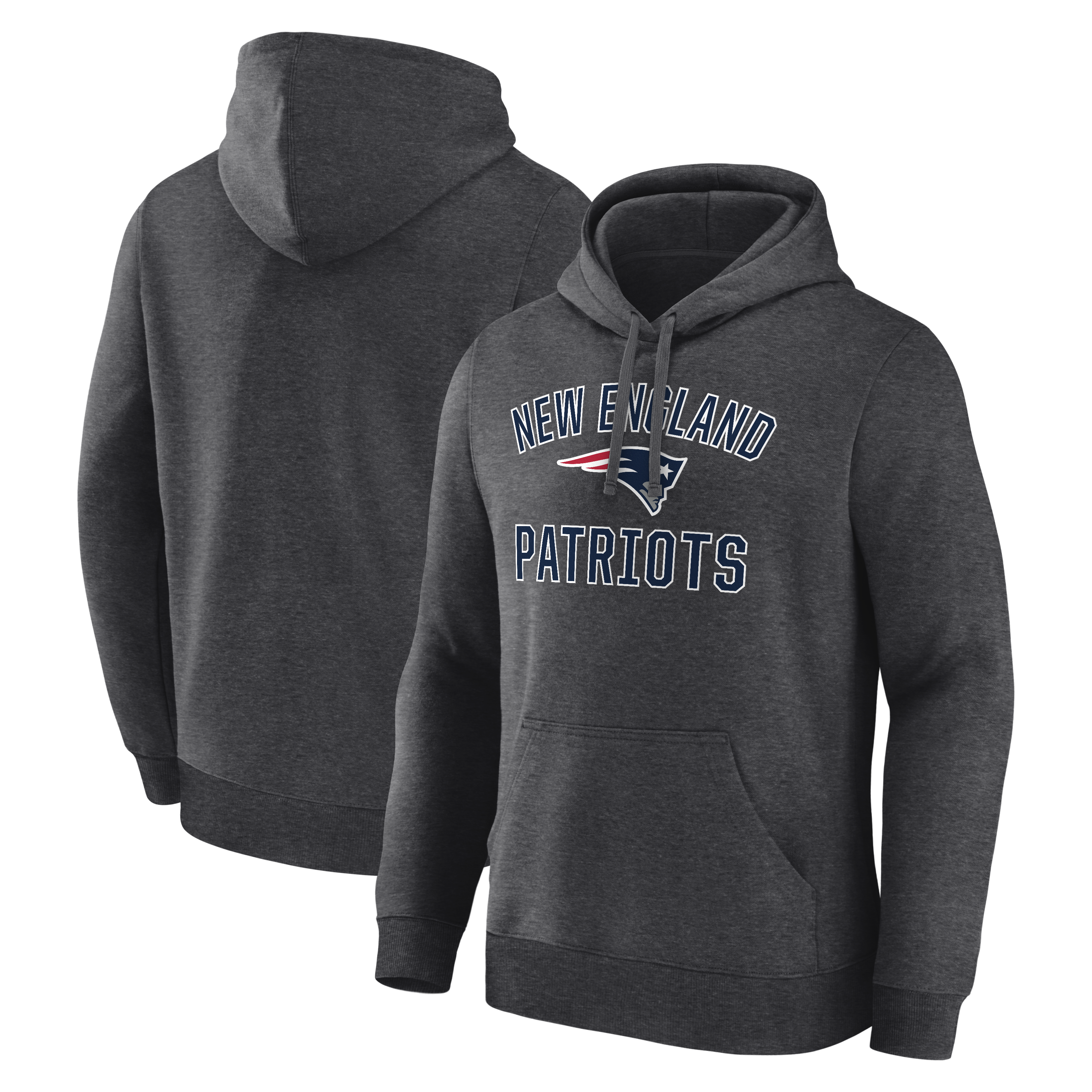 Men's Logo Athletic Heather Charcoal New England Patriots Arch Victory Hoodie