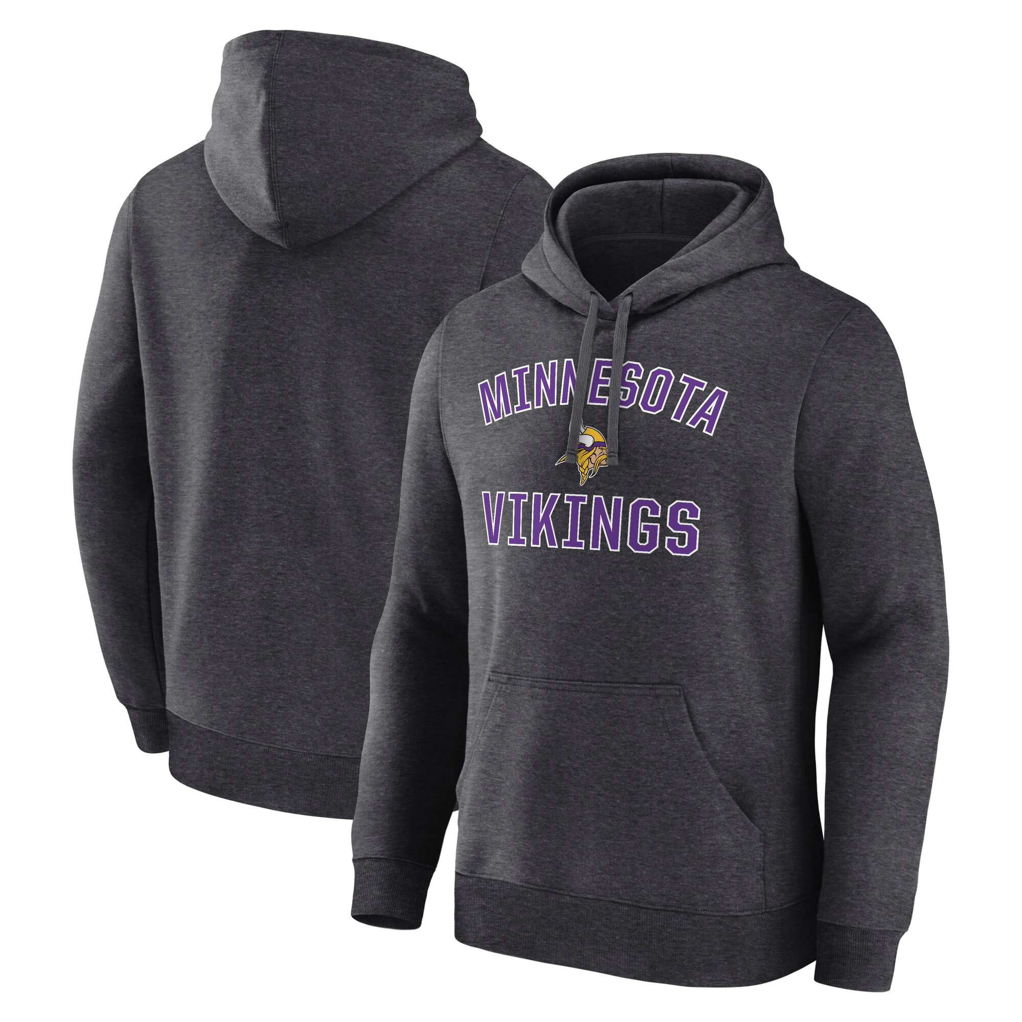 Logo Athletic Men's Minnesota Vikings Arch Victory Fleece Long-Sleeve Hoodie - Heather Charcoal