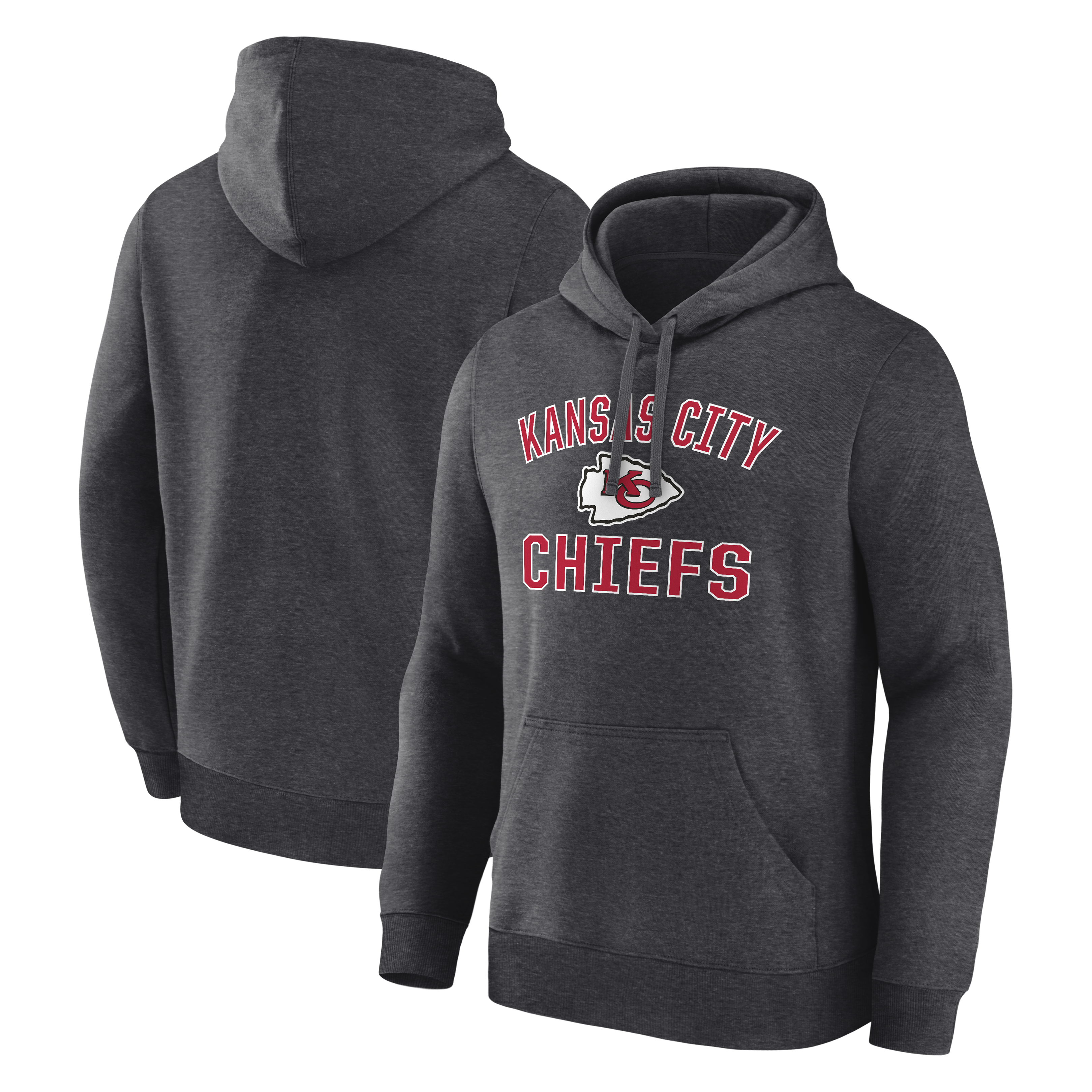 Logo Athletic Men's Heather Charcoal Kansas City Chiefs Arch Victory Hoodie - Heather Charcoal