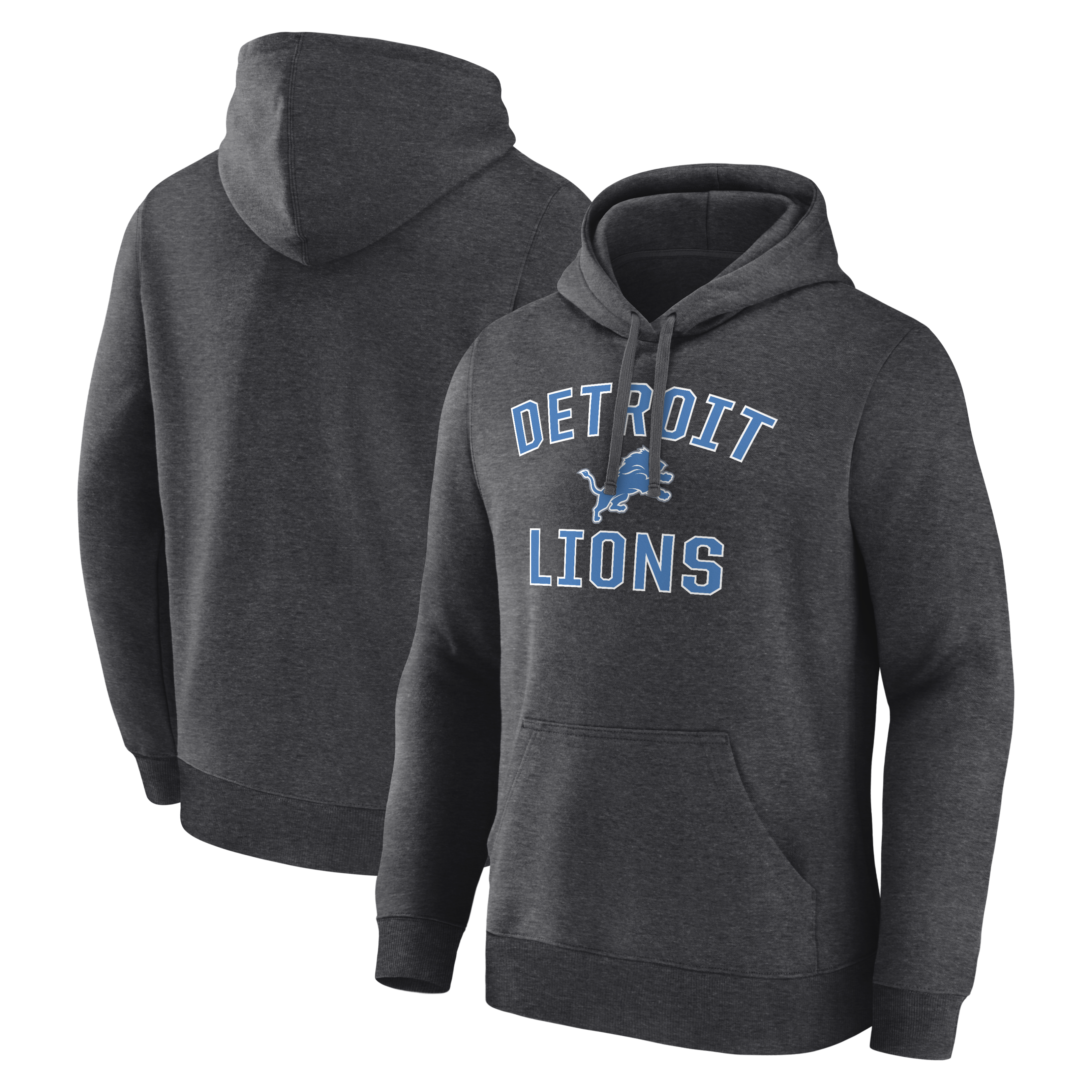 Men's Logo Athletic Heather Charcoal Detroit Lions Arch Victory Hoodie