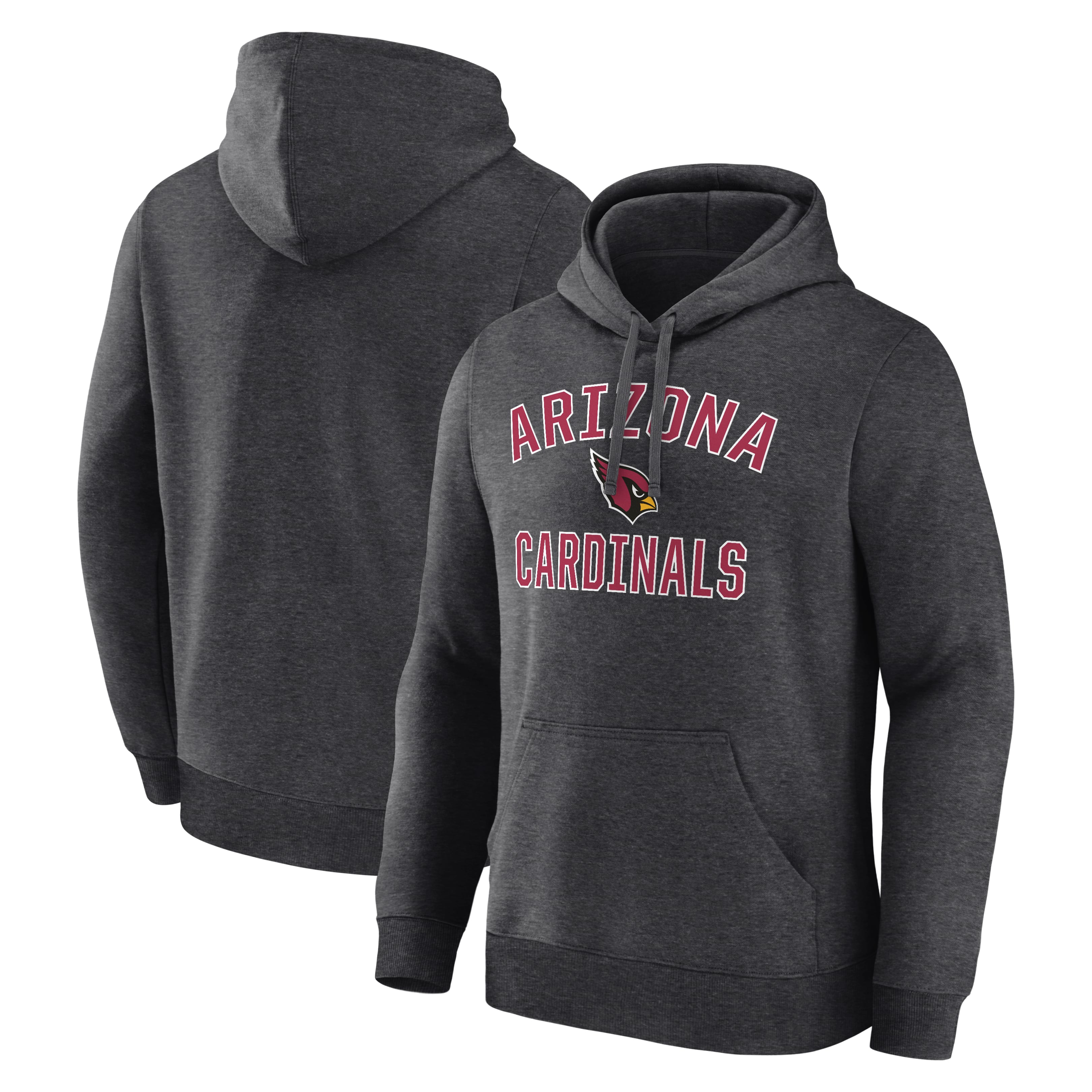 Men's Logo Athletic Heather Charcoal Arizona Cardinals Arch Victory Hoodie