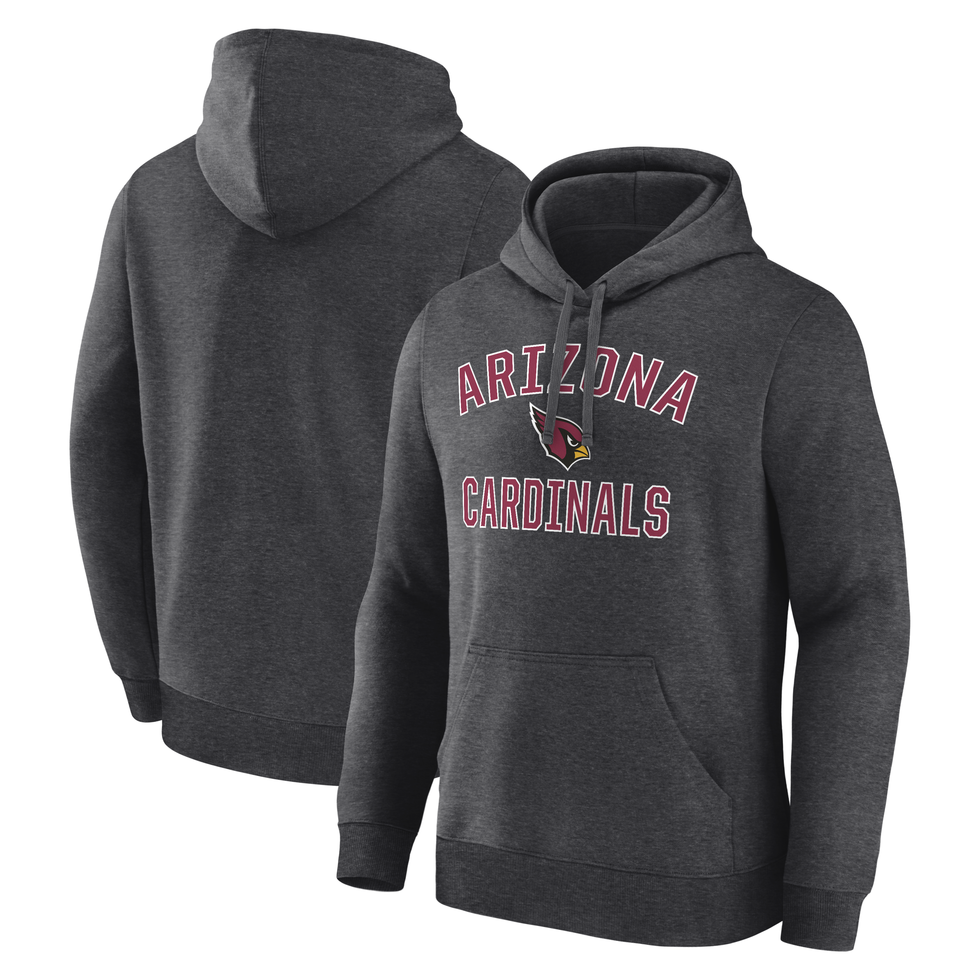 Men's Logo Athletic Heather Charcoal Arizona Cardinals Arch Victory Hoodie