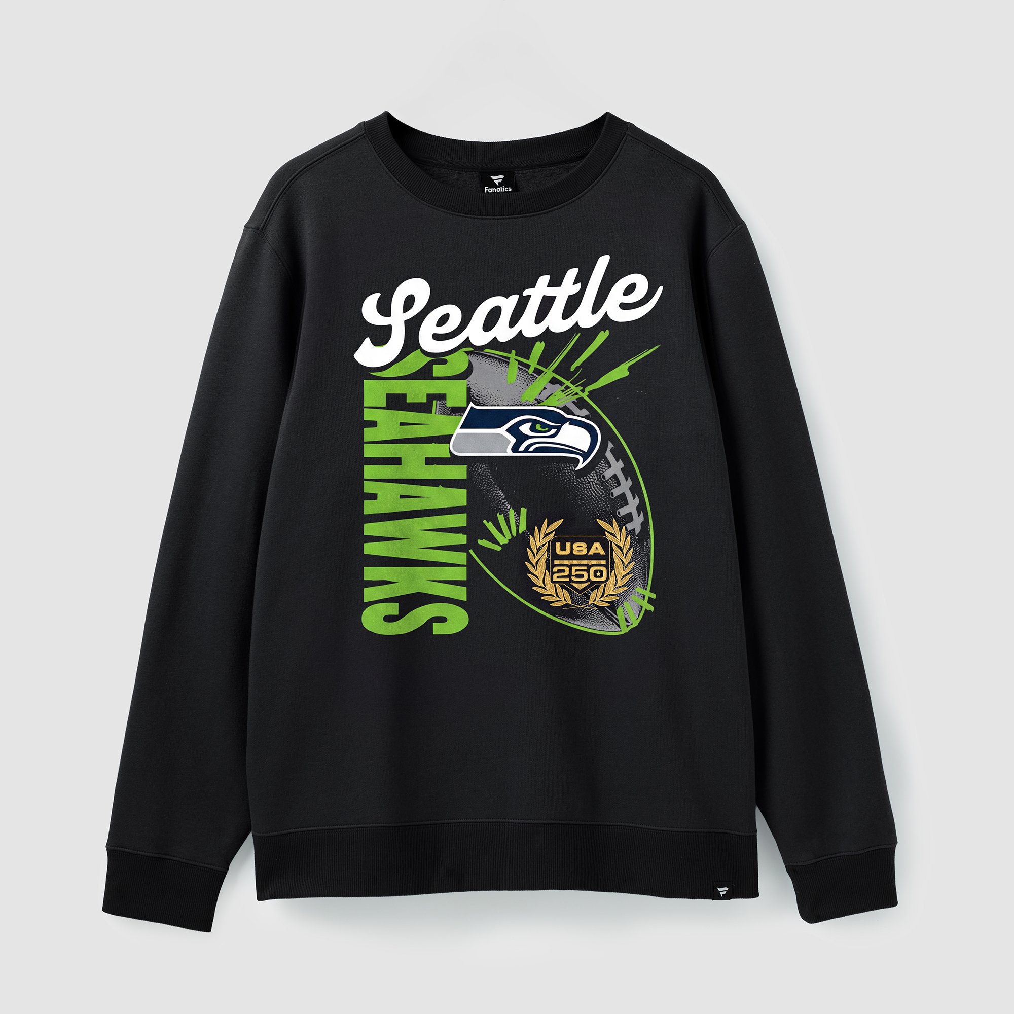 Men's Fanatics  Black Seattle Seahawks USA 250 Gold Standard Team Heritage Fleece Sweatshirt