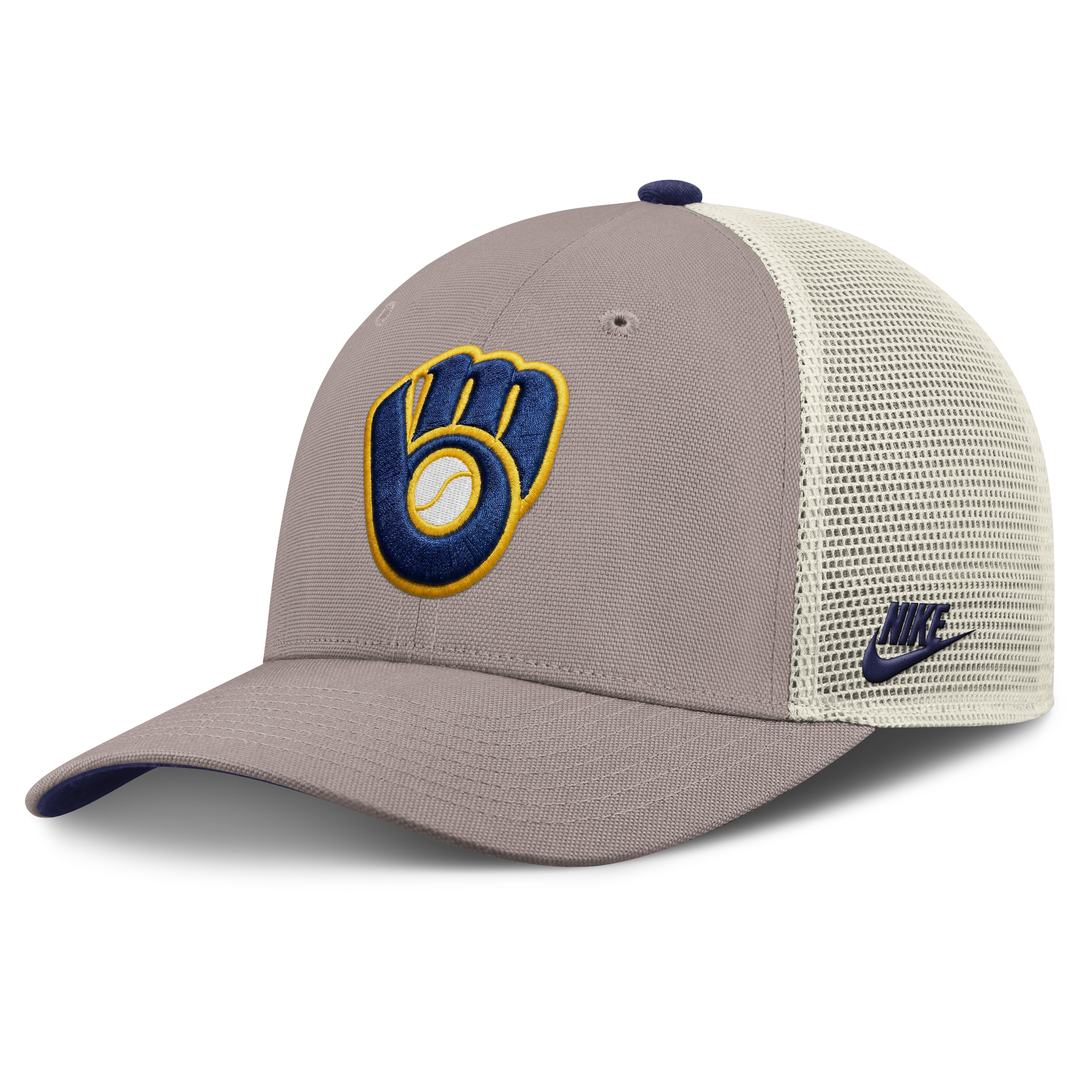 Men's Nike Khaki Milwaukee Brewers Rise Adjustable Trucker Hat
